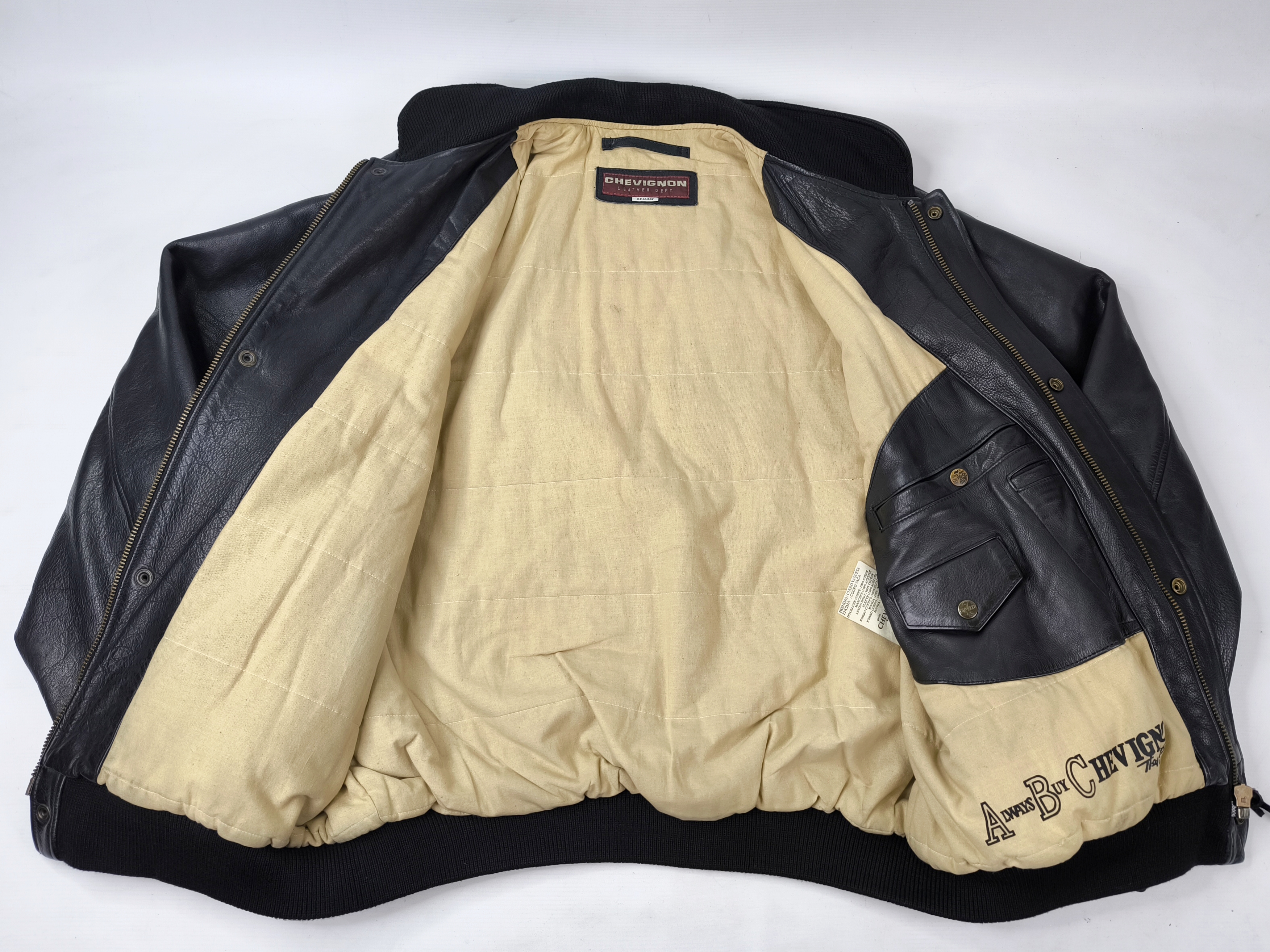 Chevignon Lederjacke Port Avion schwarz Gr. XXL (XL) vintage Porte 80s 90s