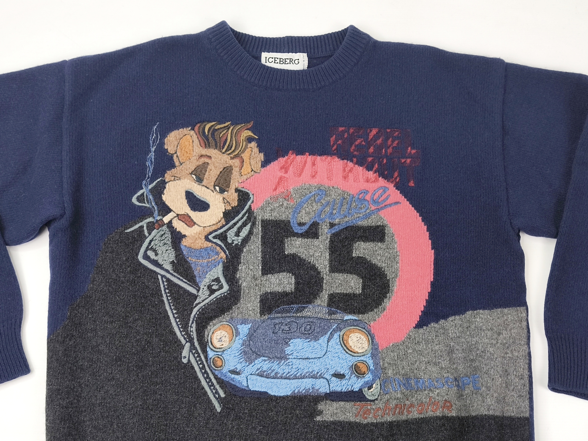 Iceberg Strick Pullover Rebel Without A Cause Gr. V (M) Italy 90s James Dean