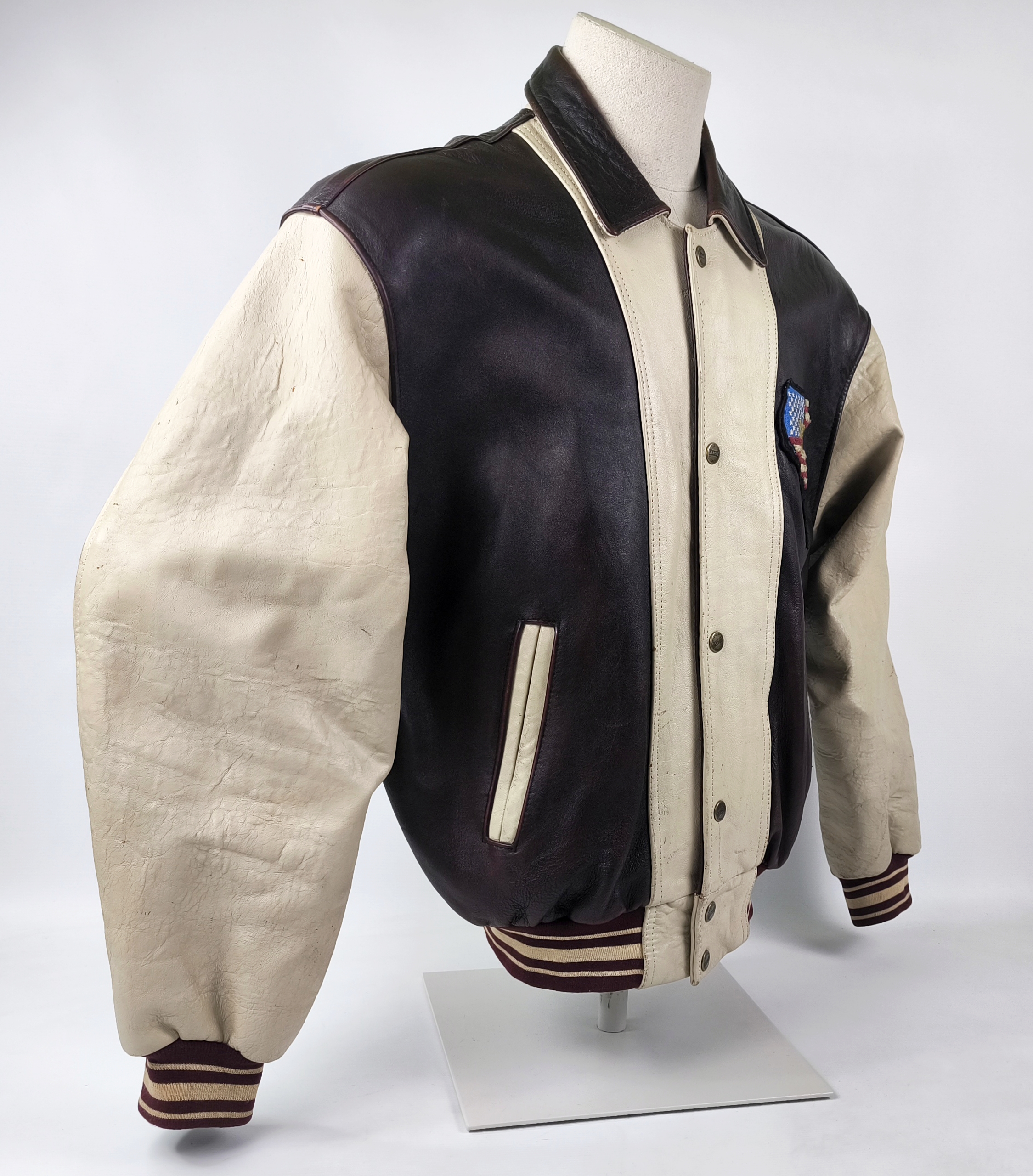 Dakota Lederjacke American Spirit Gr. XL Indianer dunkelbraun creme vintage 90s
