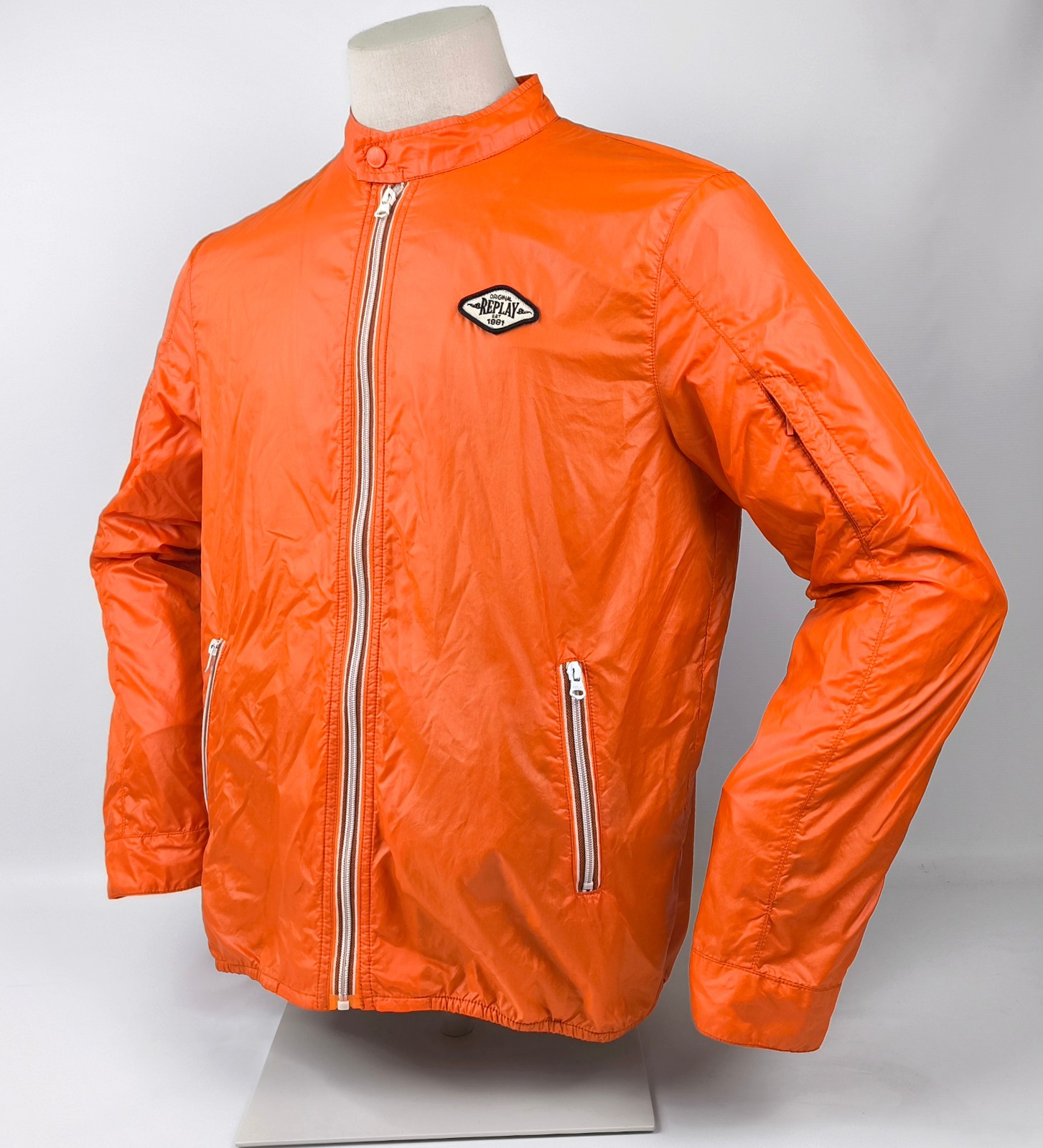 Replay Jacke Blue Jeans Löwe Gr. L orange Windbreaker