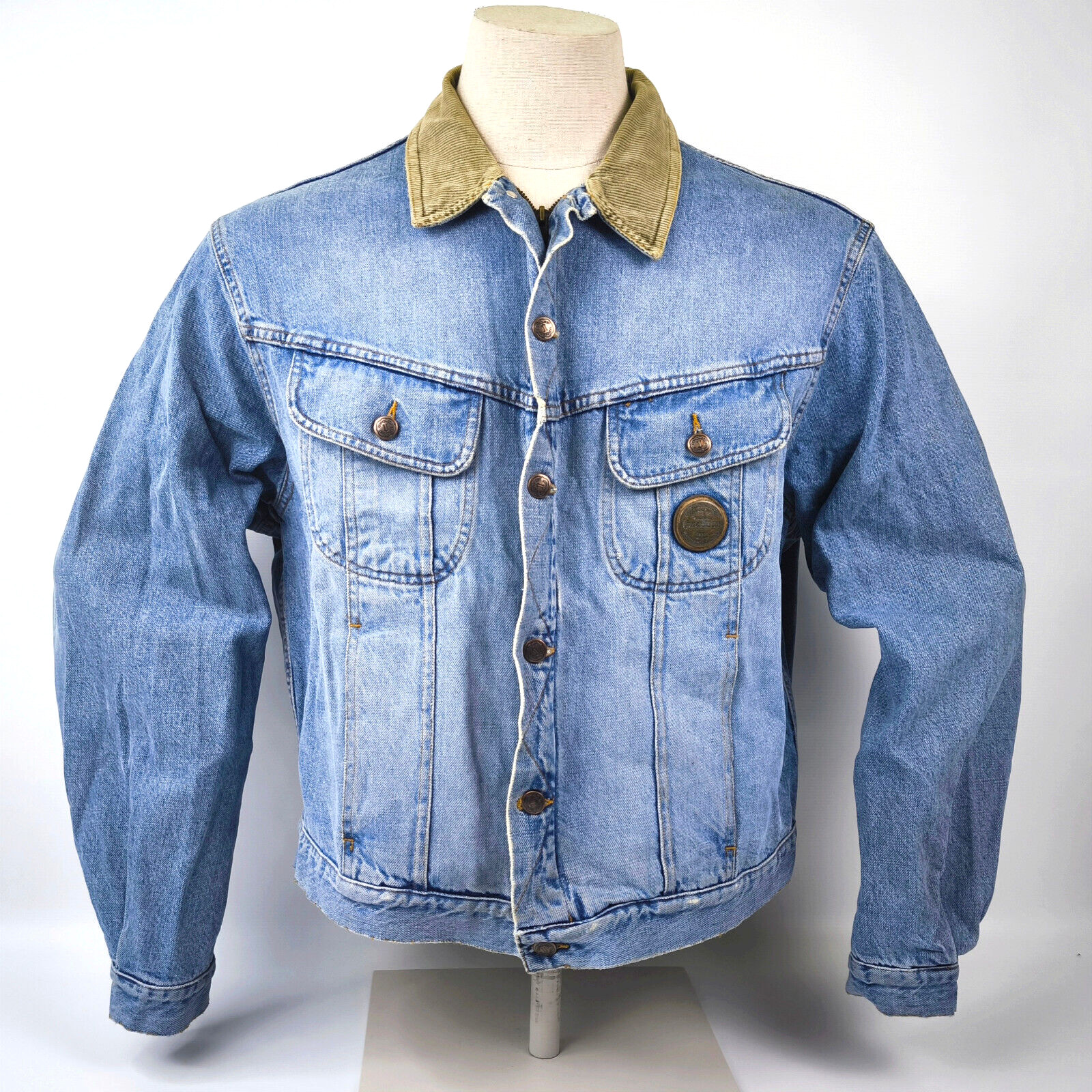 Chevignon Jeans Jacke Conquest Gr. XL Cordkragen Reißverschluß Denim vintage