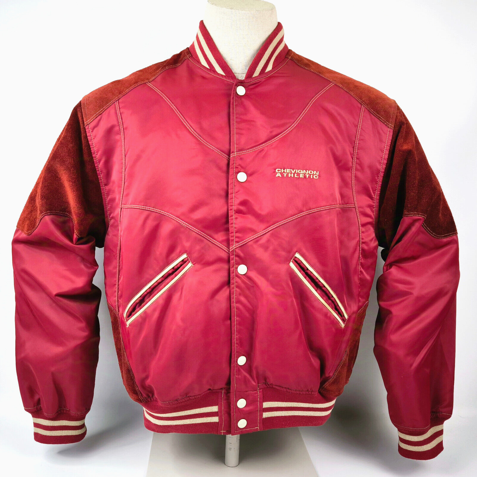 Chevignon Jacke Athletic rot Gr. XL mit Wildledereinsätzen 90er