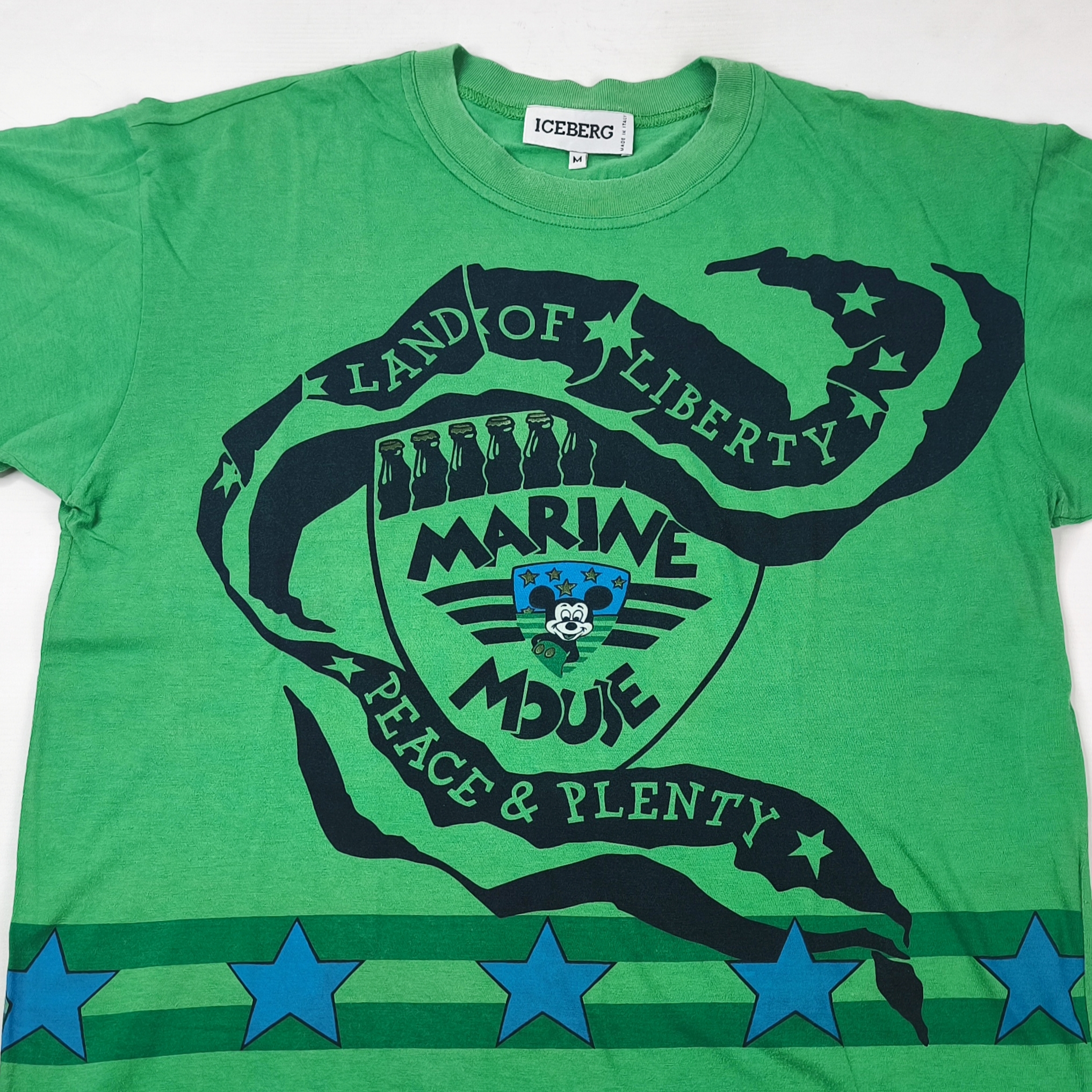 Iceberg T-Shirt Mickey Marine Mouse grün Gr. M (L) Italy vintage 90s