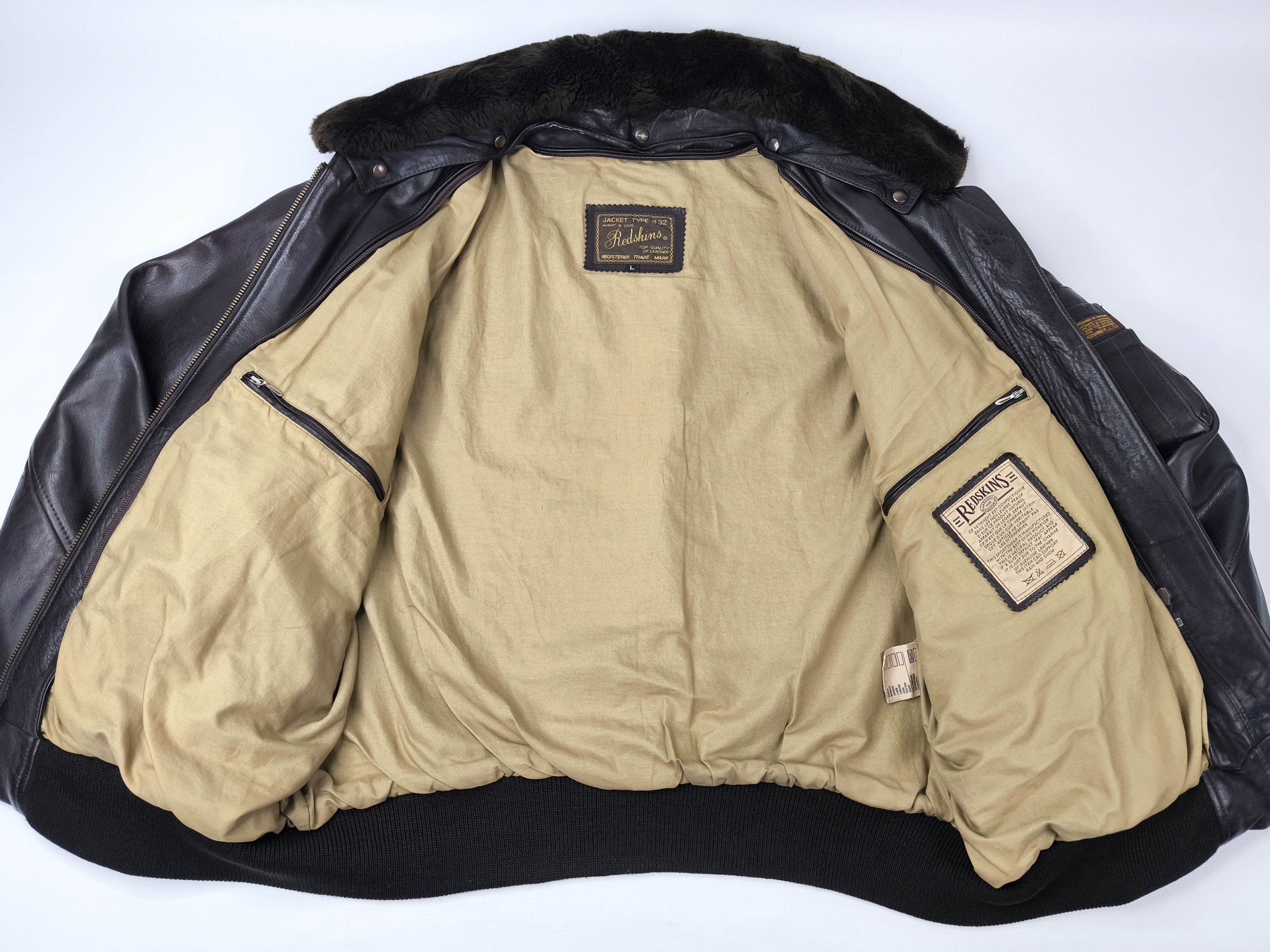 Redskins Lederjacke B32 dunkelbraun Gr. L inkl. Webpelzkragen Pilotenjacke