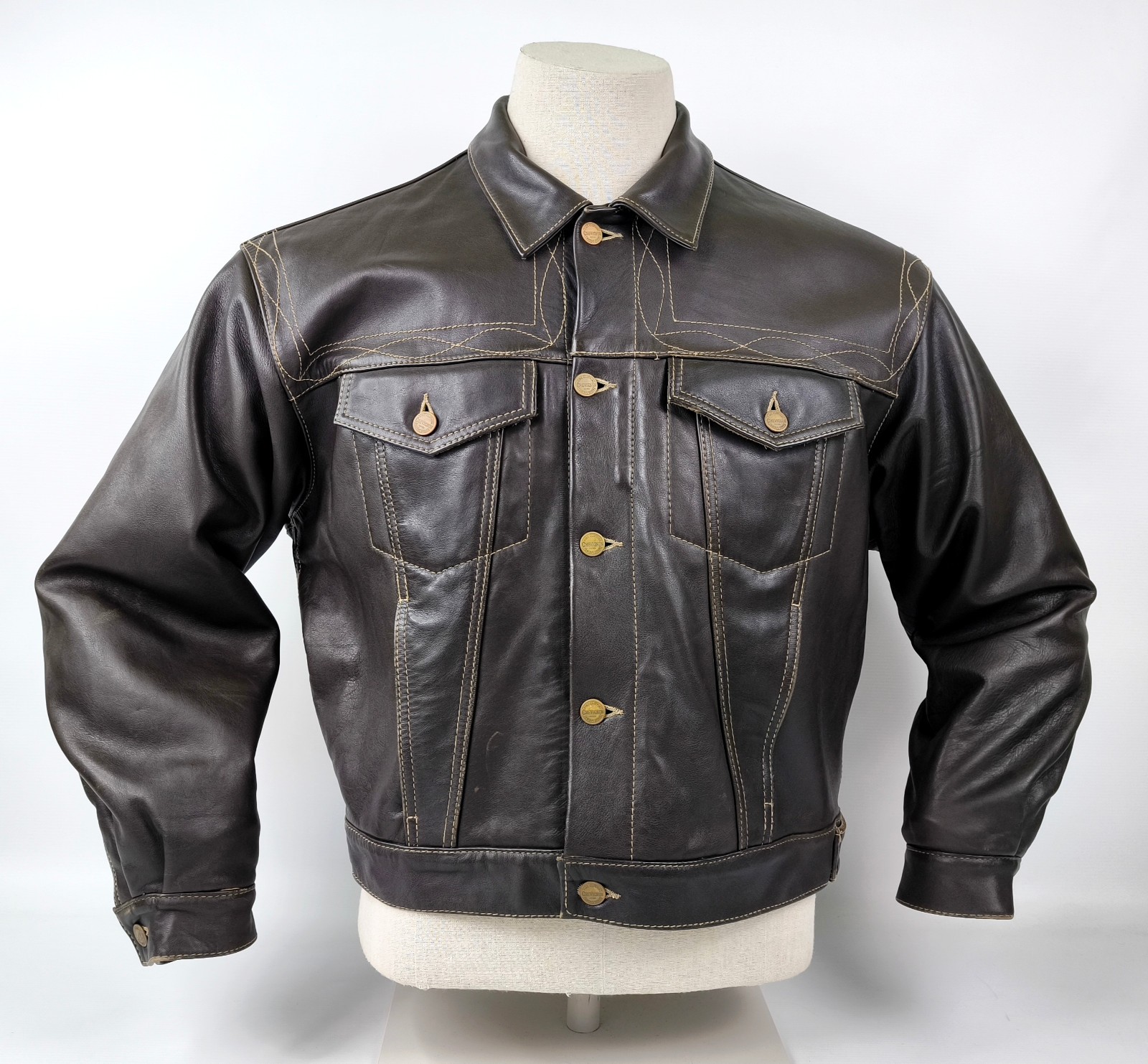 Chevignon Lederjacke dunkelbraun Gr. M Flying Wear 80s / 90s vintage