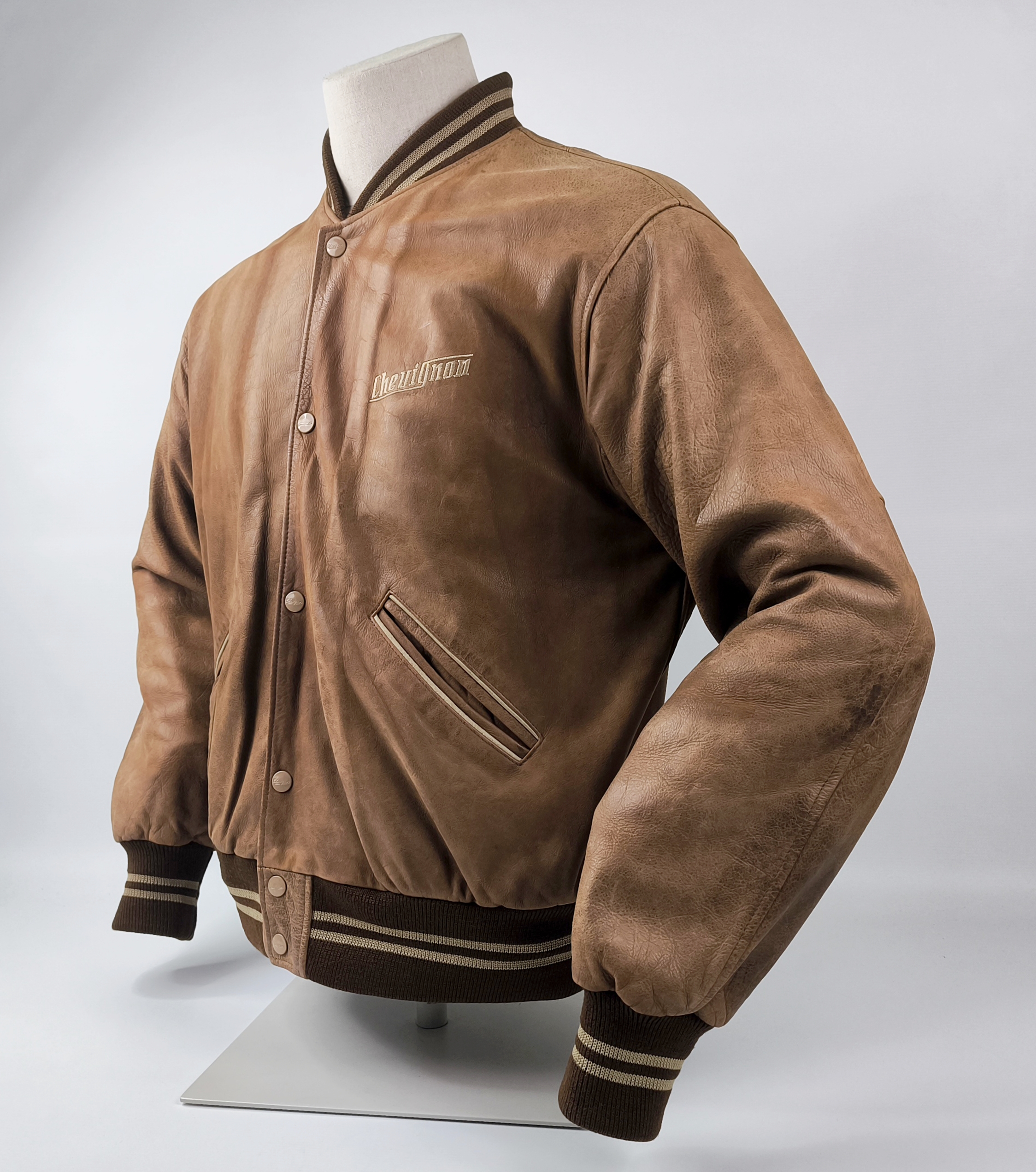 Chevignon Lederjacke braun Gr. L (M) vintage 90s großes Rückenlogo