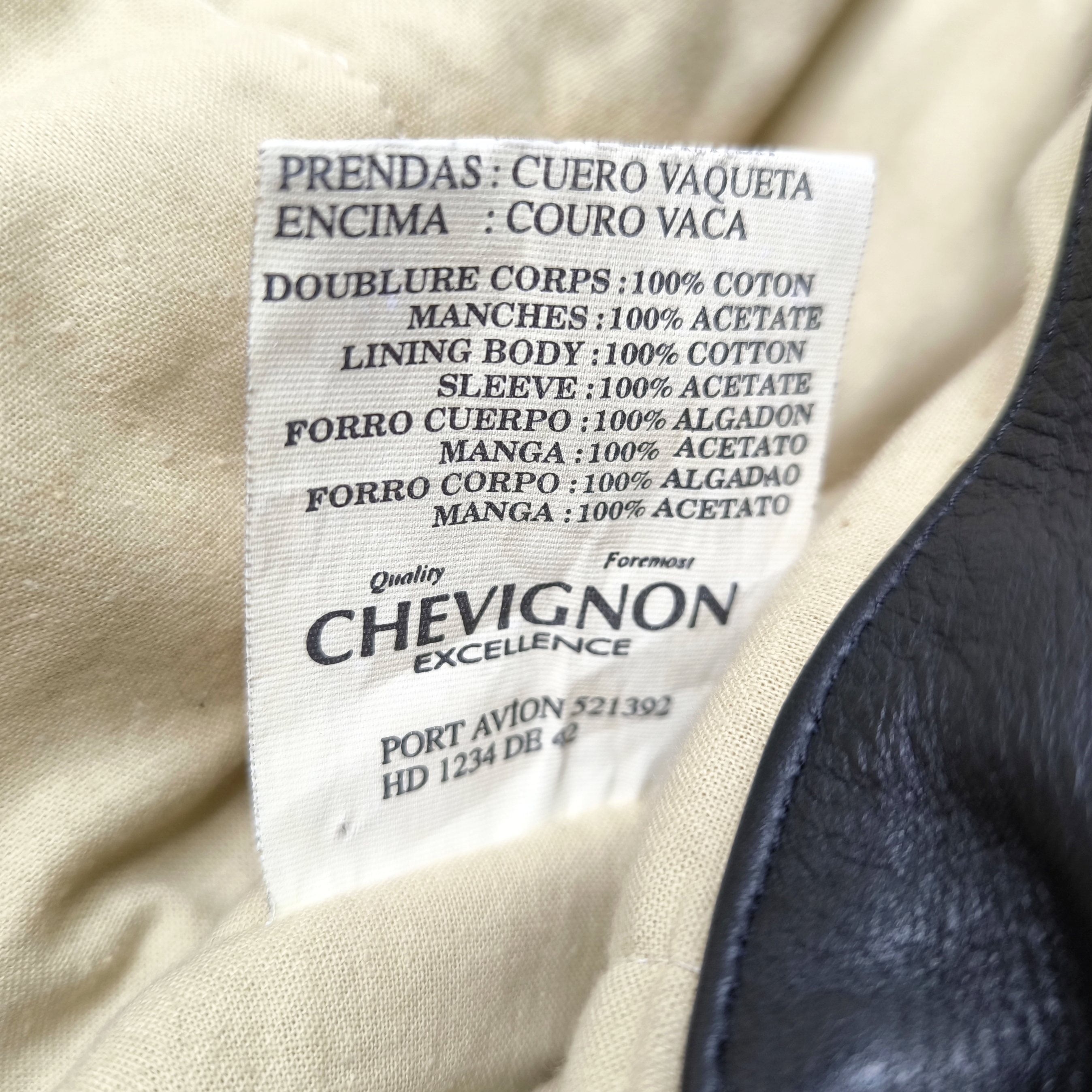 Chevignon Lederjacke Port Avion schwarz Gr. XXL (XL) vintage Porte 80s 90s