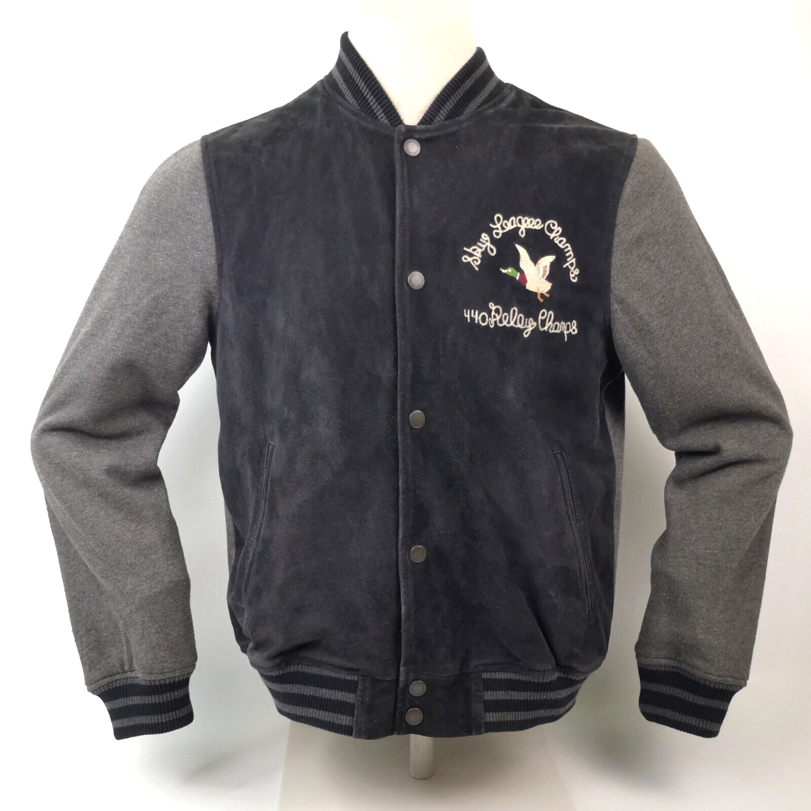 Chevignon Jacke Leder- / Baumwoll Mix Wildleder Jacke Sky League Champs Gr. L