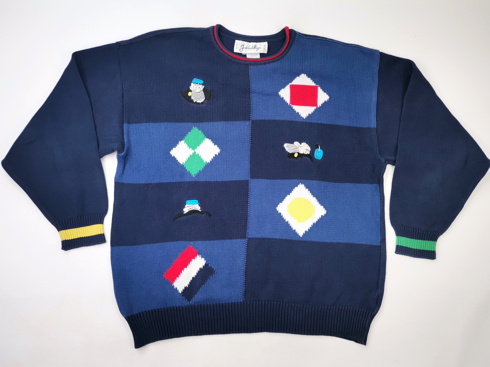 Iceberg JC de Castelbajac Strick Pullover dunkelblau Gr. XL (54) vintage