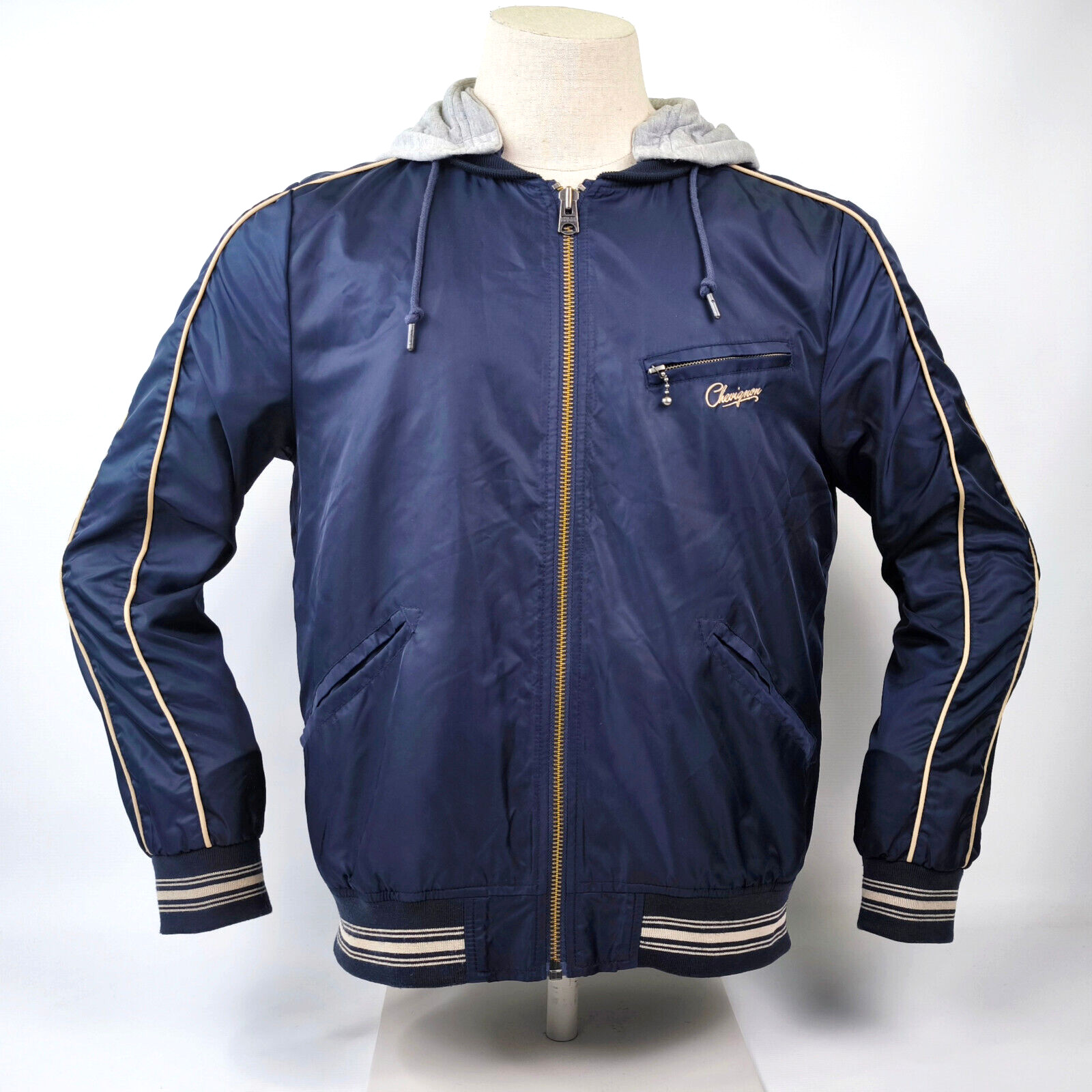 Chevignon Jacke blau Gr. L mit abnehmbarer Sweatkapuze