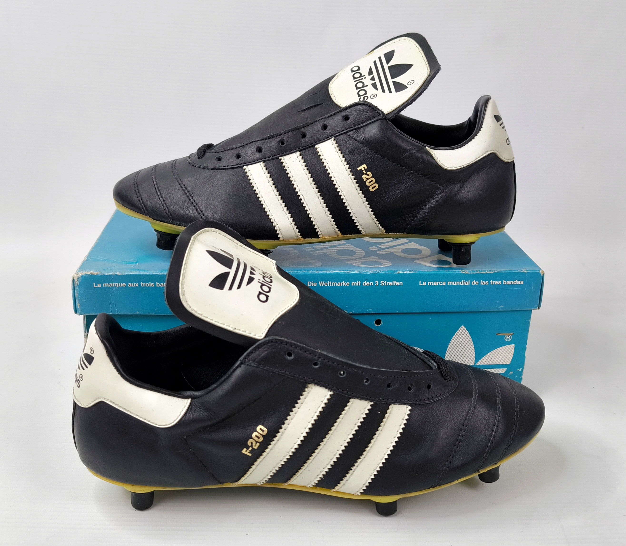 adidas F-200 Fussball Schuhe 1980s EUR 43 1/3 / UK 9.5 vintage BN ungetragen