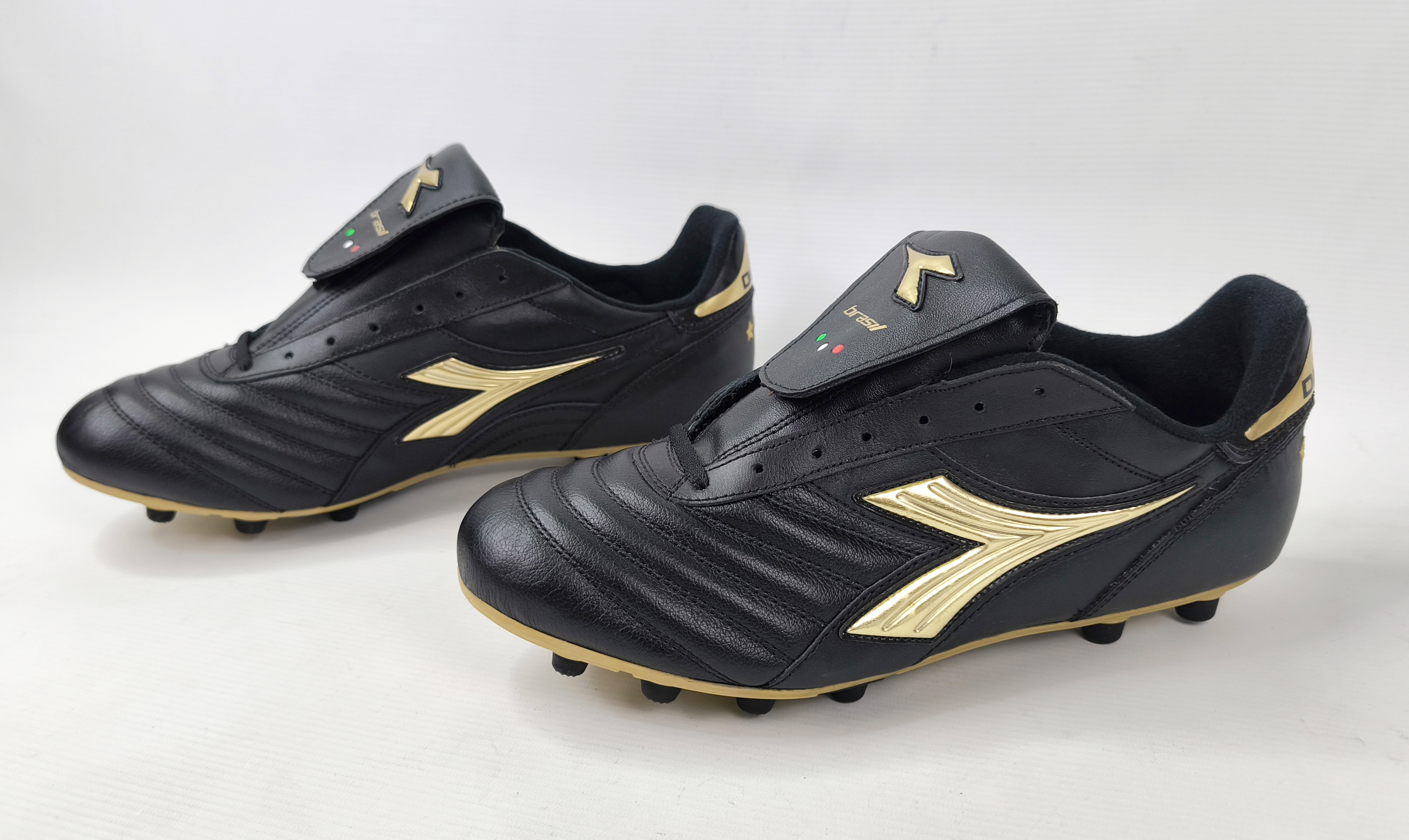 Diadora Brasil Gold R MD PU Fussball Schuhe EUR 46 / UK 11.5 schwarz gold 148504