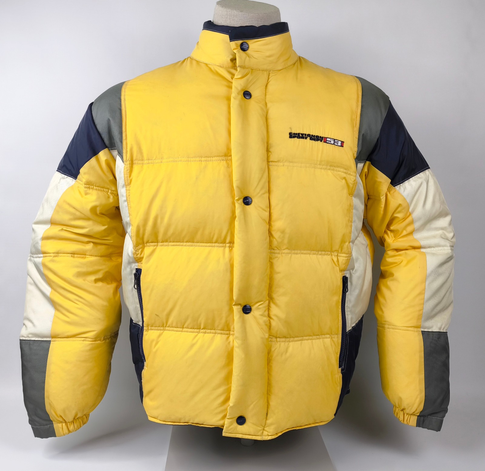 Chevignon Jacke Daunenjacke Sport Dept. 53 Gr. M (L) gelb-blau-natur Daunen