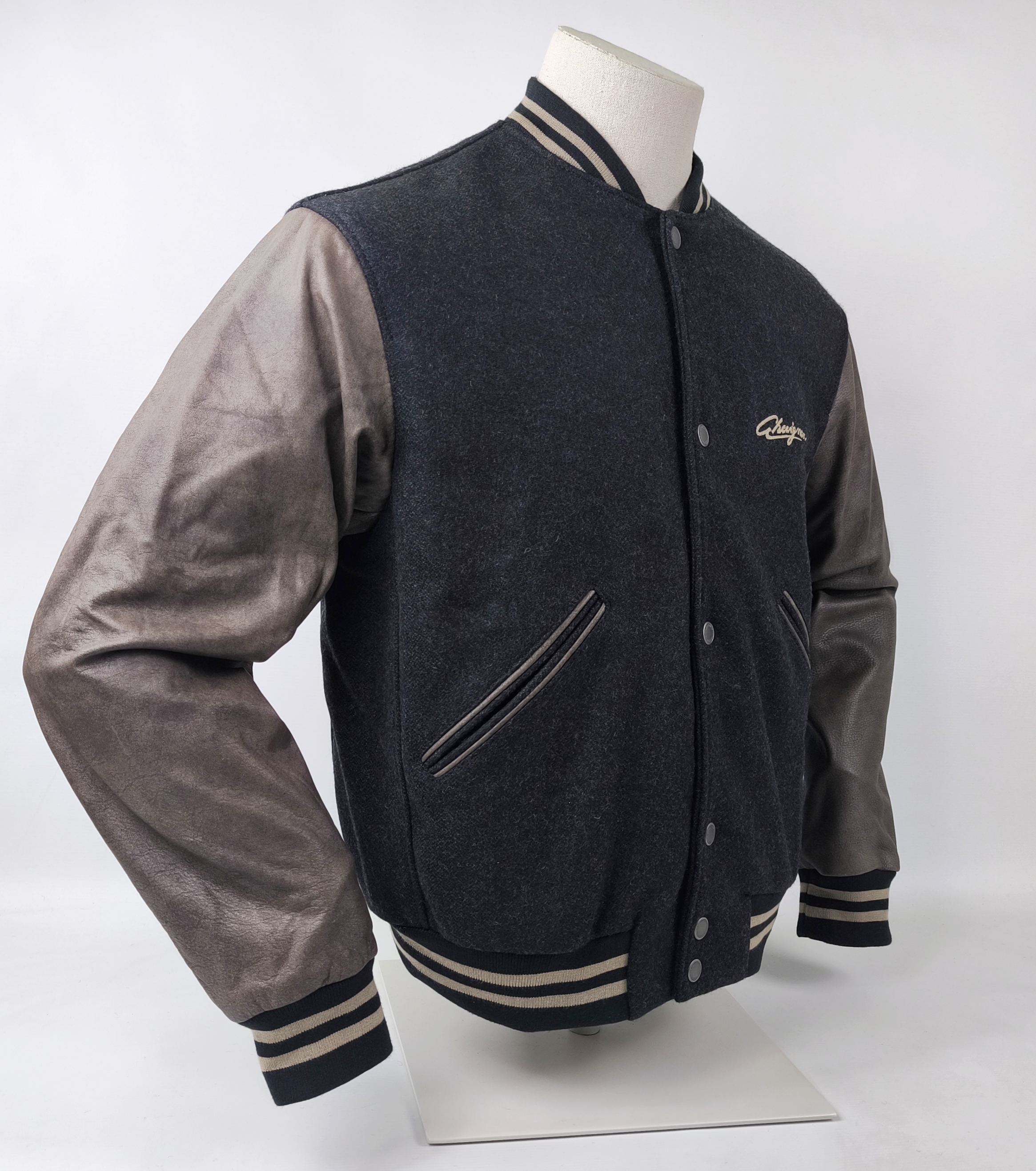 Chevignon Jacke College Bay Winds Crystal Rock Gr. L (M) Wolle Leder Mix neu