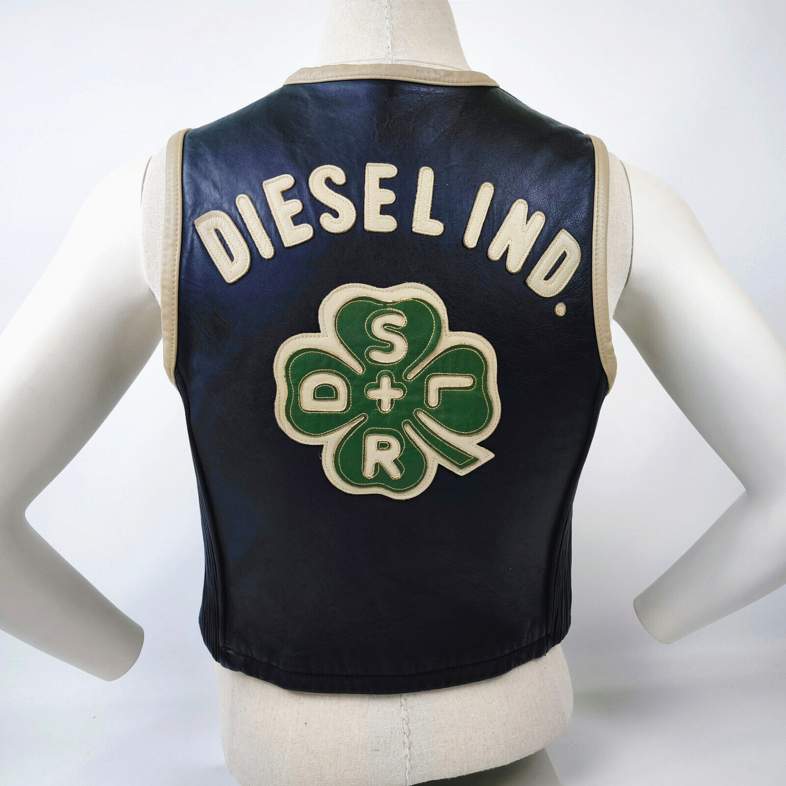 Diesel Leder Weste DSL Speed Leather Kleeblatt Gr. S 90er vintage Lederweste