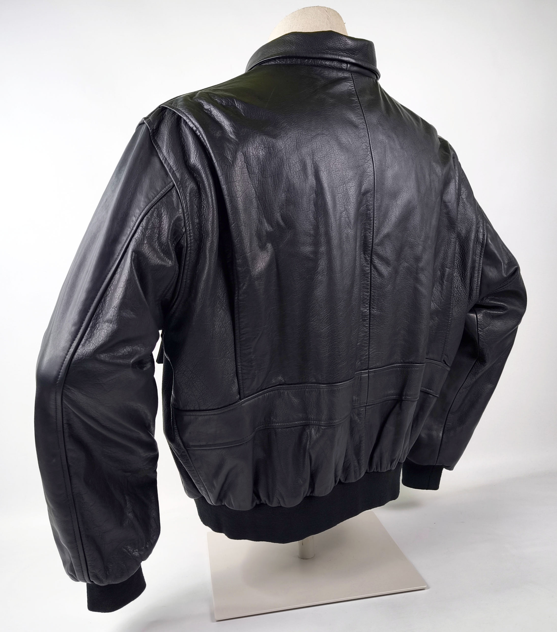Blue System Lederjacke schwarz Gr. L (XL) vintage 90s kleines Logo vorn Jet Set