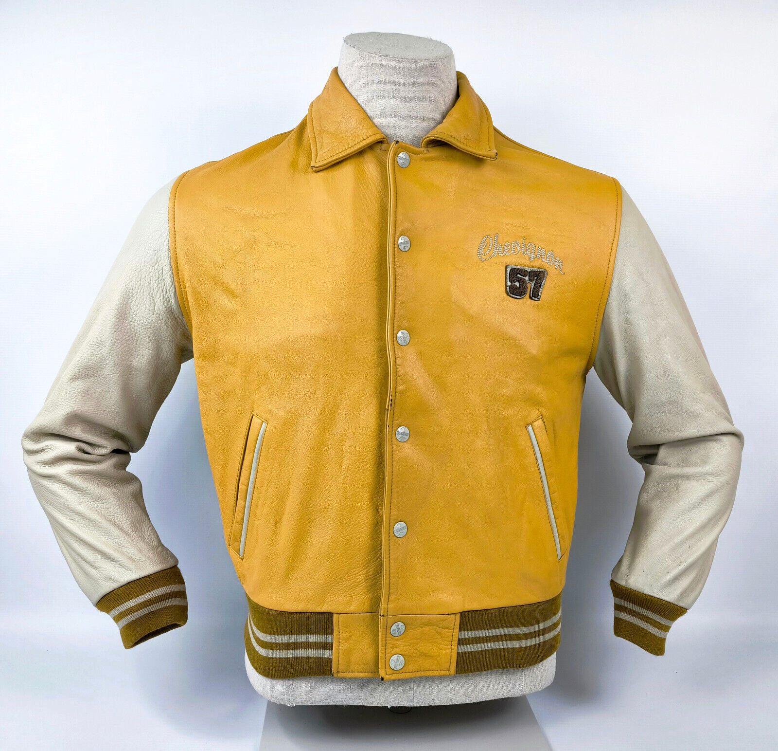 Chevignon Lederjacke gelb / natur Gr. S vintage `57