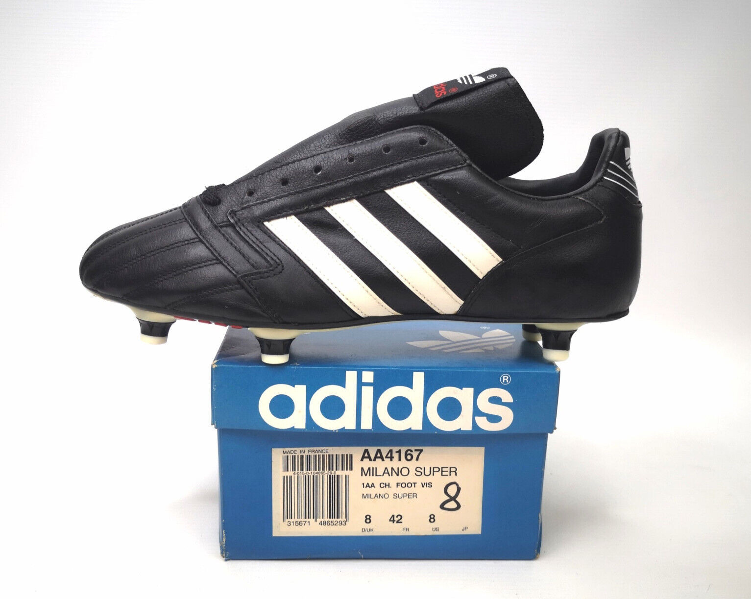 adidas Milano Super 80`s Fussball Schuhe Eur 42 / UK 8 vintage Made in France