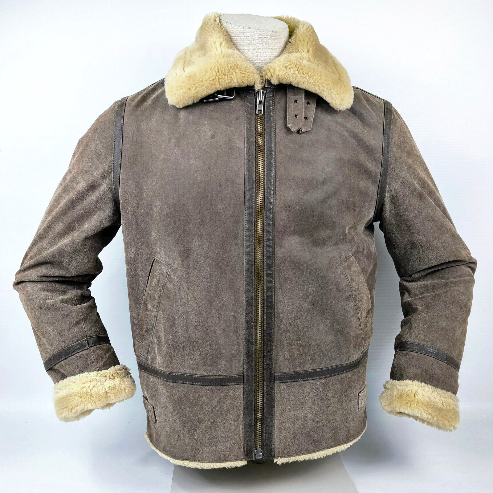 Chevignon Lederjacke braun Gr. L mit Kunstfellfutter