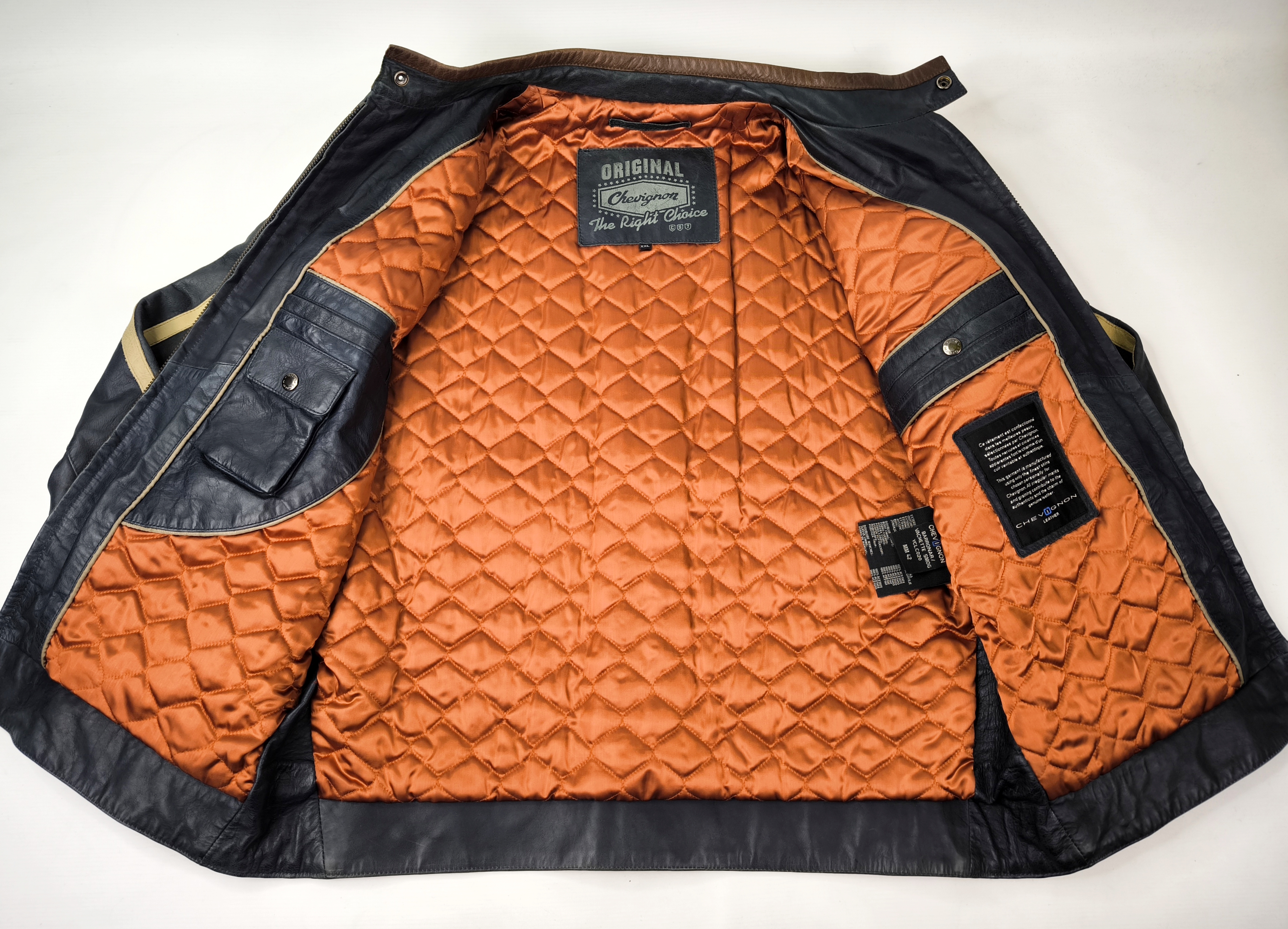 Chevignon Lederjacke Seven Roads Asphalt Rider Gr. XXL (XL) Biker blaugrau