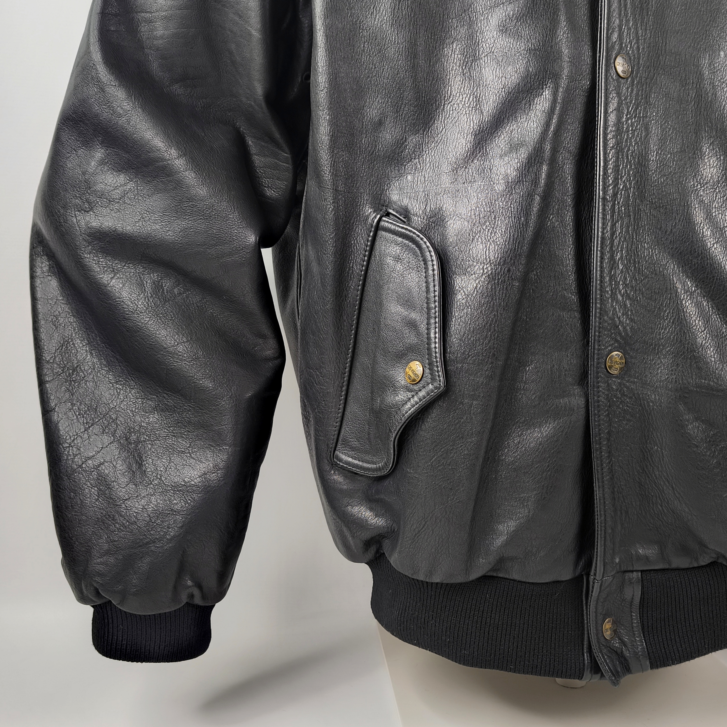 Chevignon Lederjacke Port Avion schwarz Gr. XXL (XL) vintage Porte 80s 90s