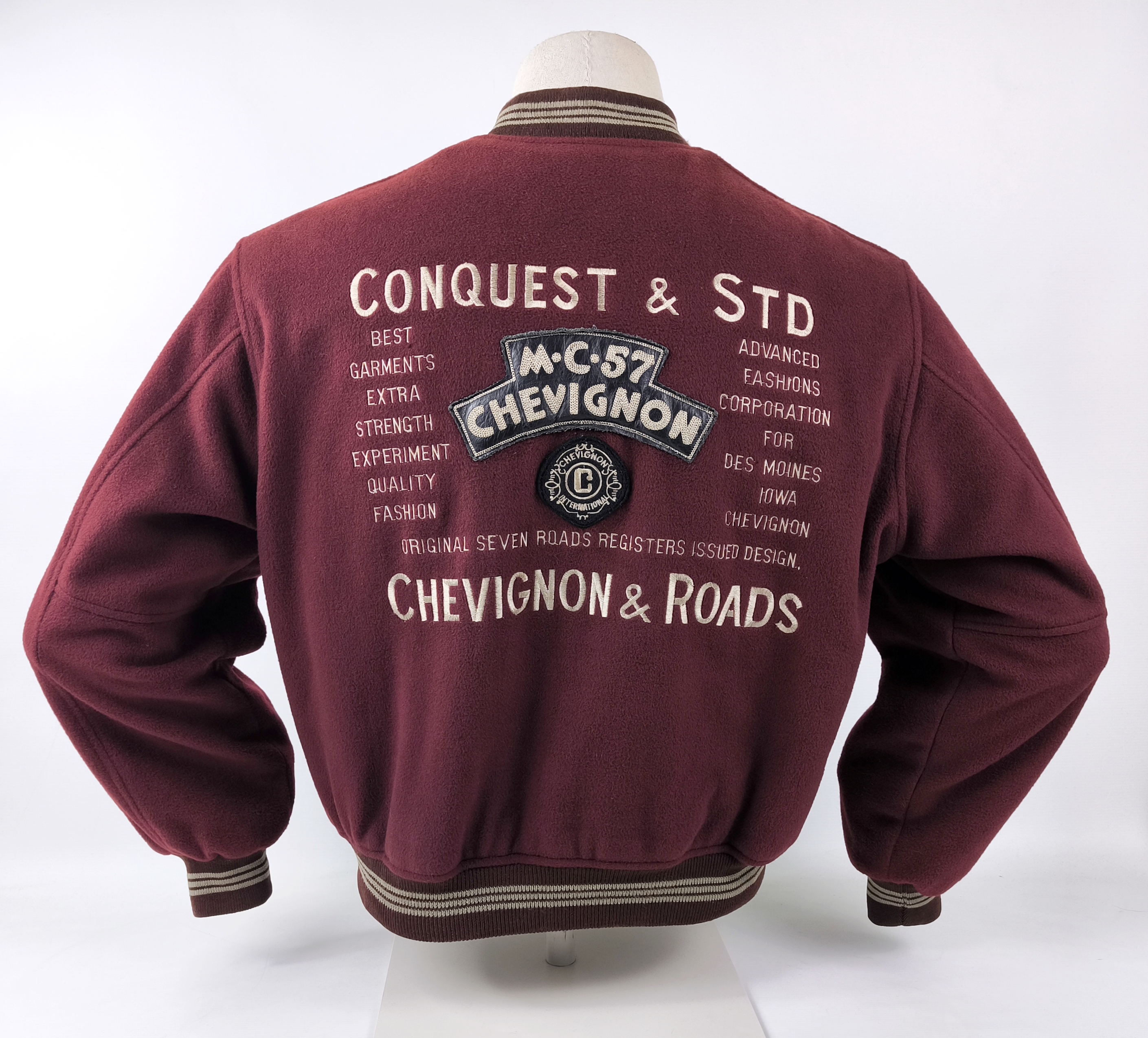 Chevignon Jacke Conquest MC 57 Roadster`s weinrot Gr. M Wolle vintage 80s 90s