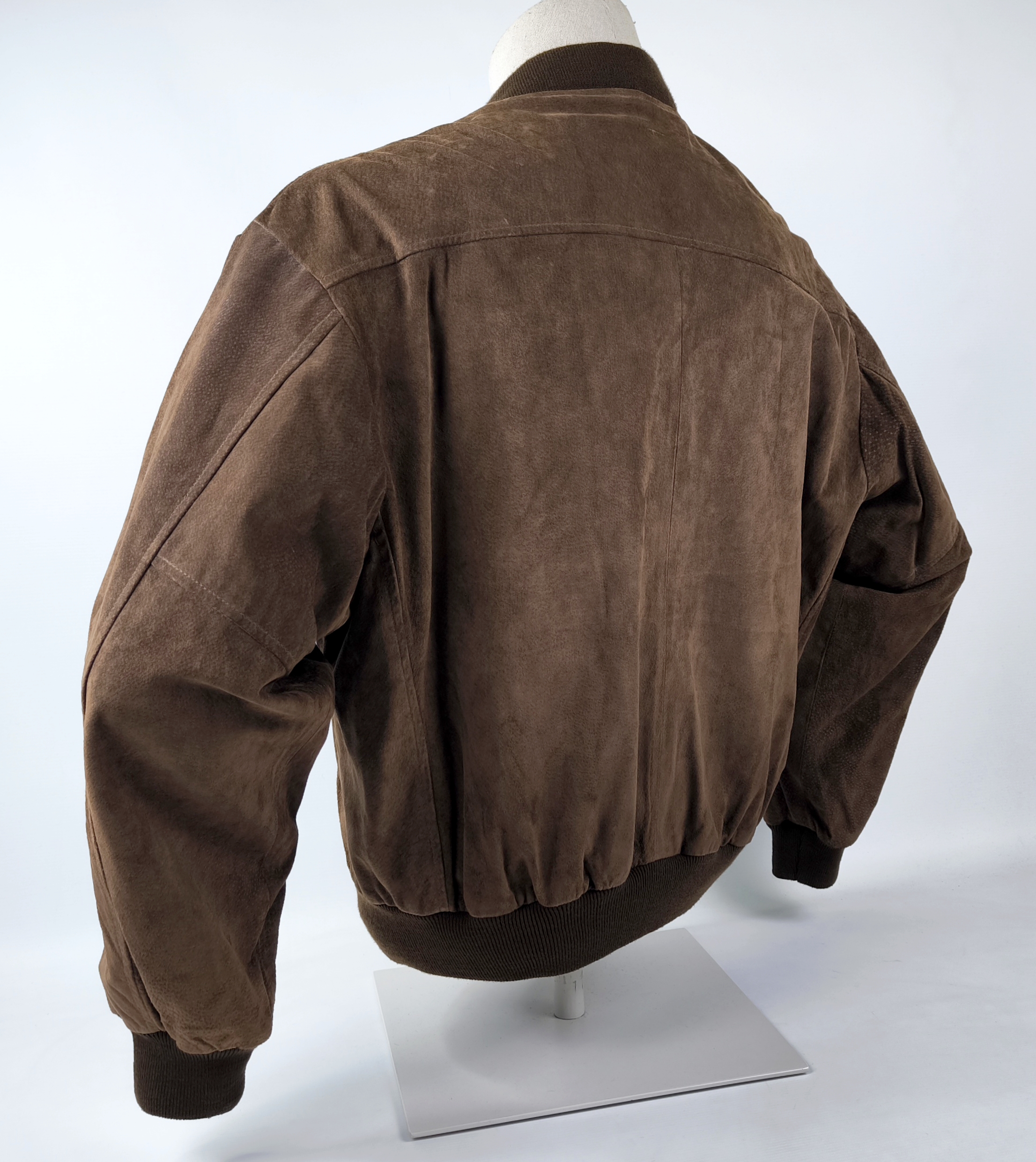 Chevignon Lederjacke 500 braun Gr. XL (L) Wildleder Jacke vintage 90s Logo vorn