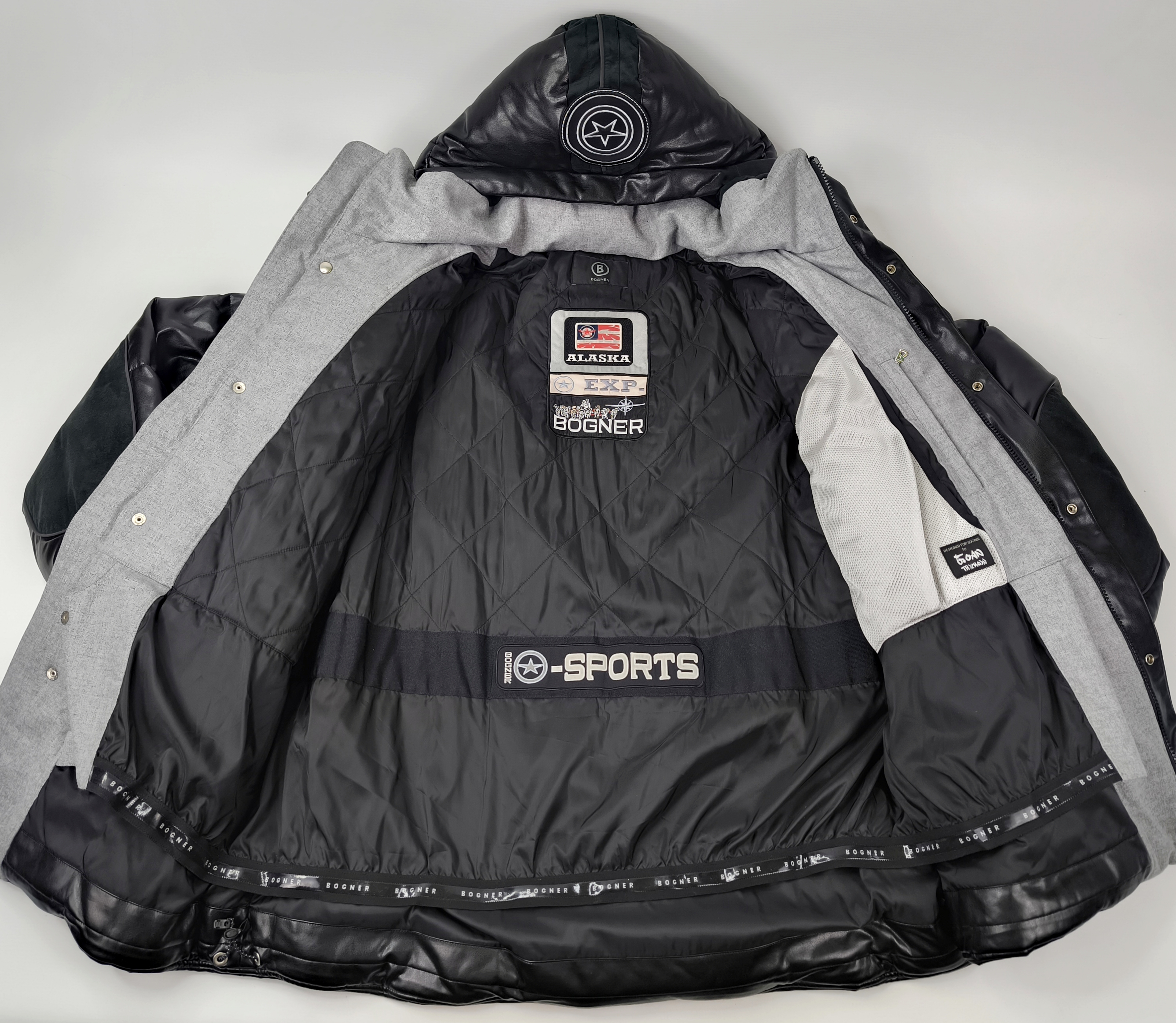 Bogner Skijacke Daunenjacke Tech Leder EU 56 (XXL) schwarz Herren Luxus Jacke