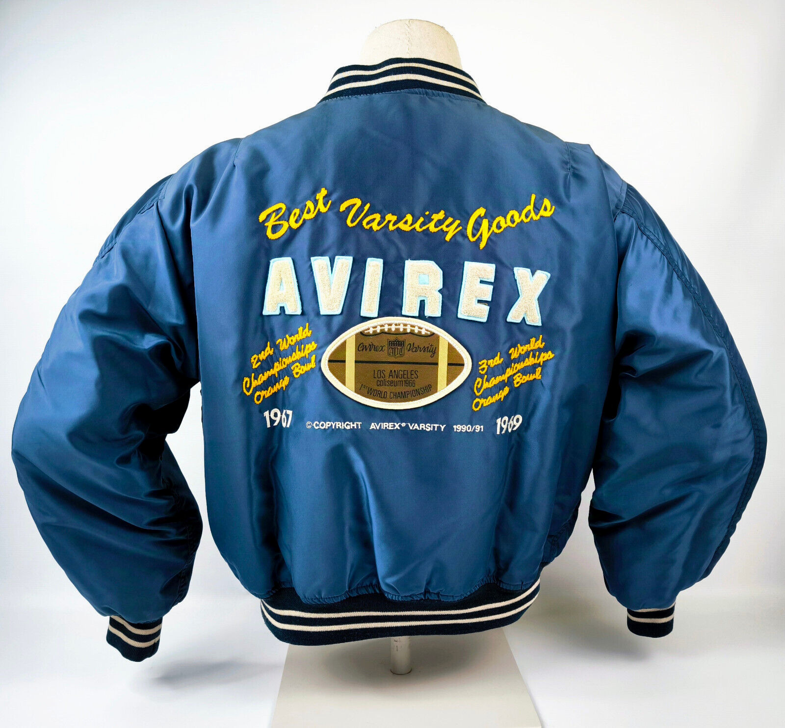 Avirex Jacke Varsity Baseball Jacke graublau Gr. M (L) vintage 1990`s