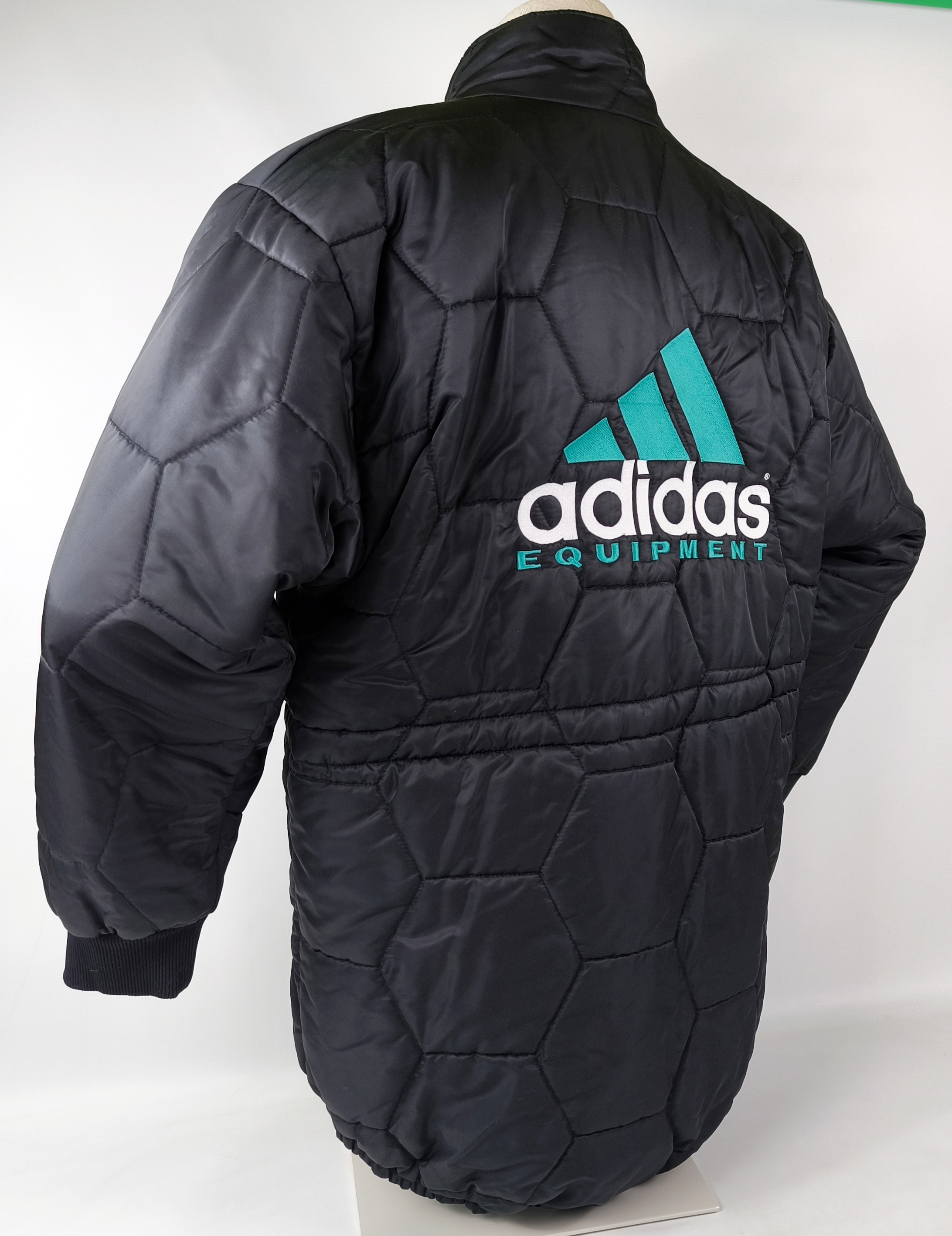 adidas Equipment Jacke schwarz Gr. D7 (L) Steppung vintage Stadionjacke 90s