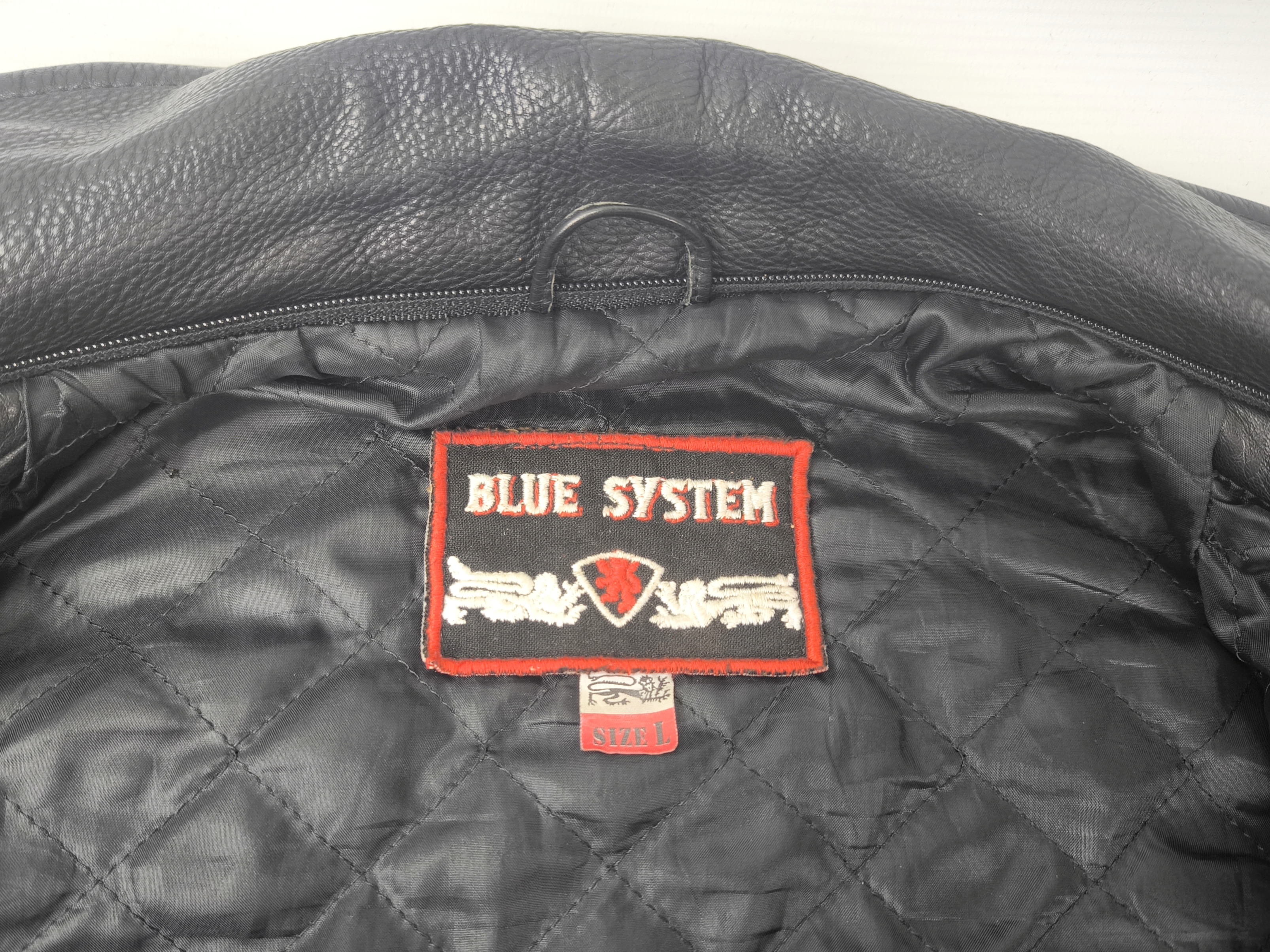 Blue System Lederjacke schwarz Gr. L (XL) vintage 90s kleines Logo vorn Jet Set