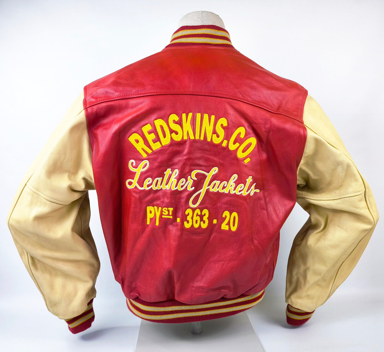 Redskins Lederjacke Leather Jackets rot / creme Gr. L 90s neu mit Etikett !