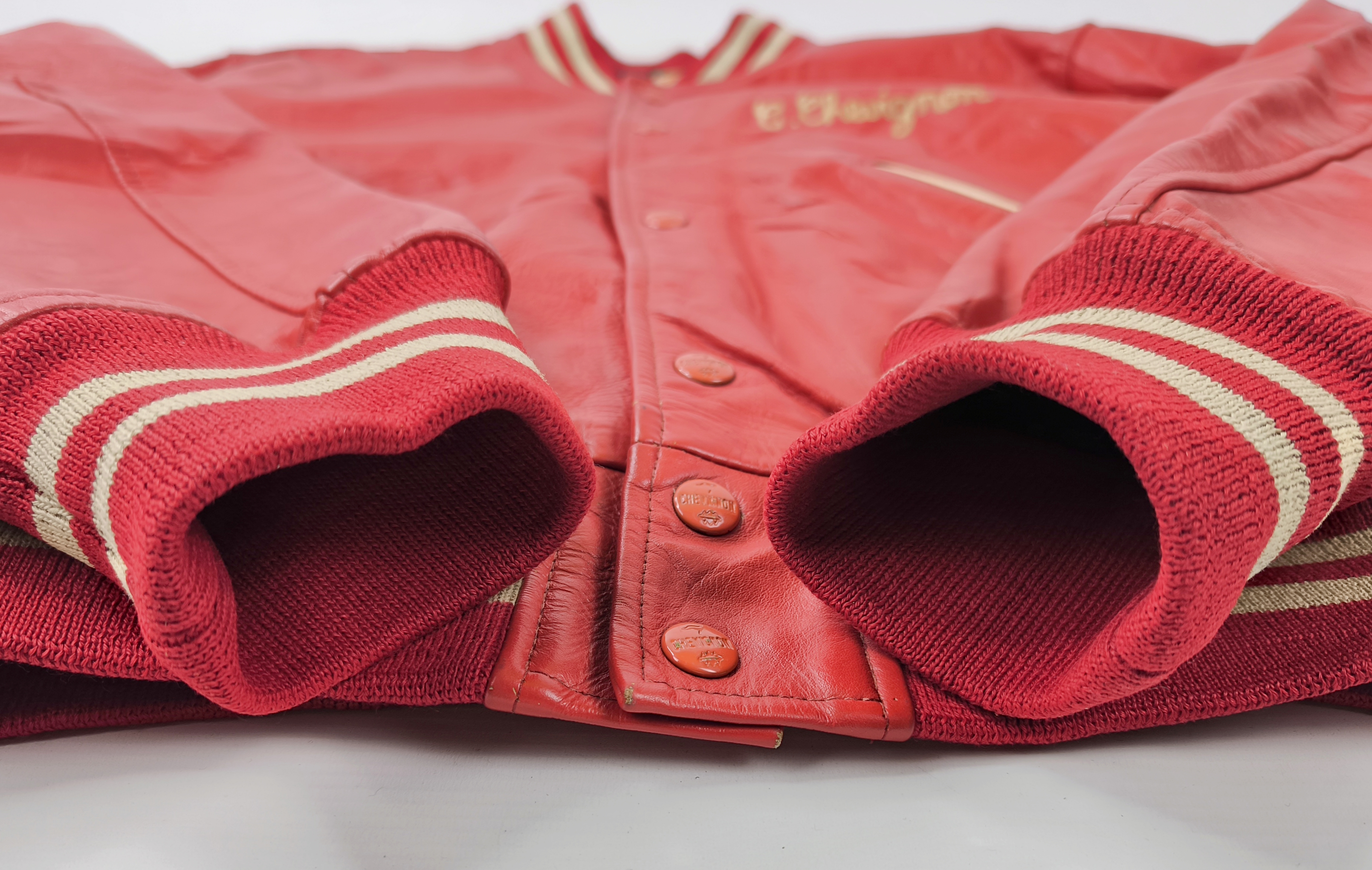 Chevignon Lederjacke rot Gr. L (M) vintage 90s großes Rückenlogo