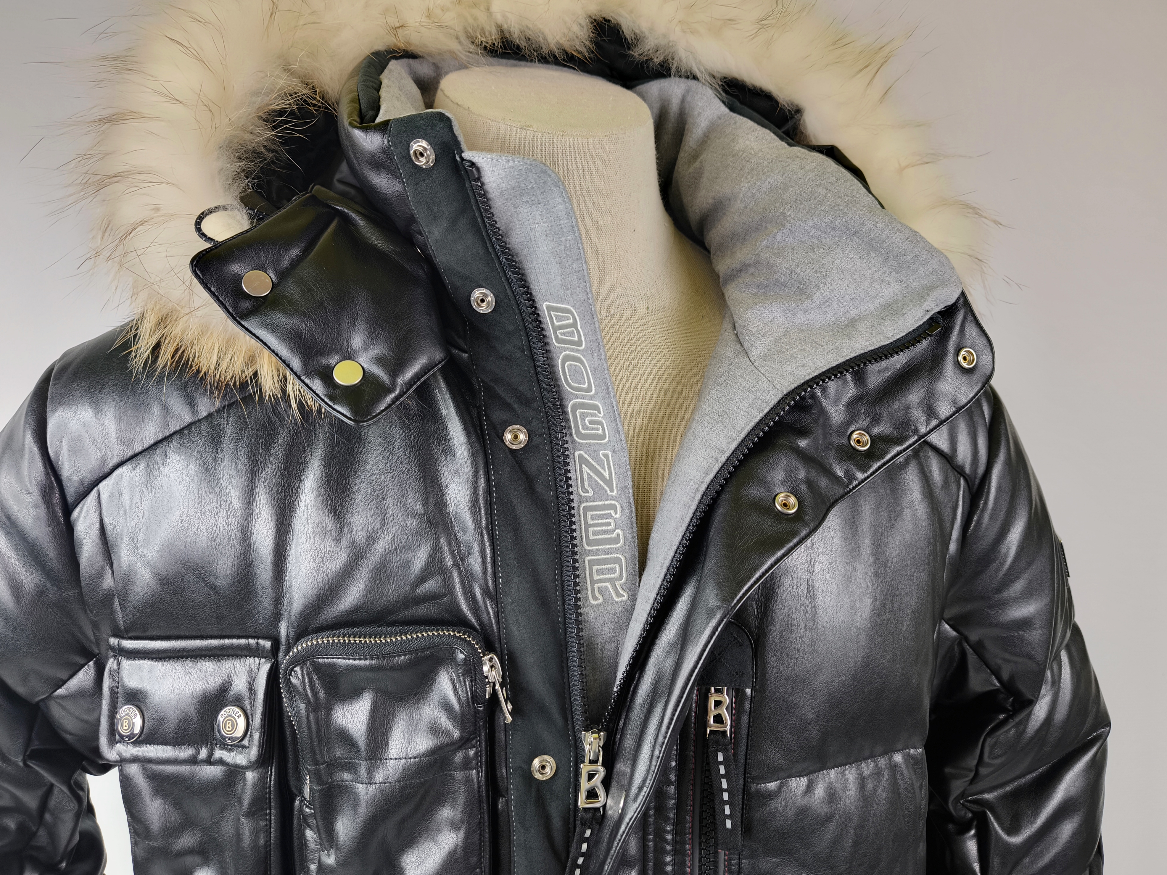 Bogner Skijacke Daunenjacke Tech Leder Gr. 54 (XL) schwarz Herren Luxus Jacke