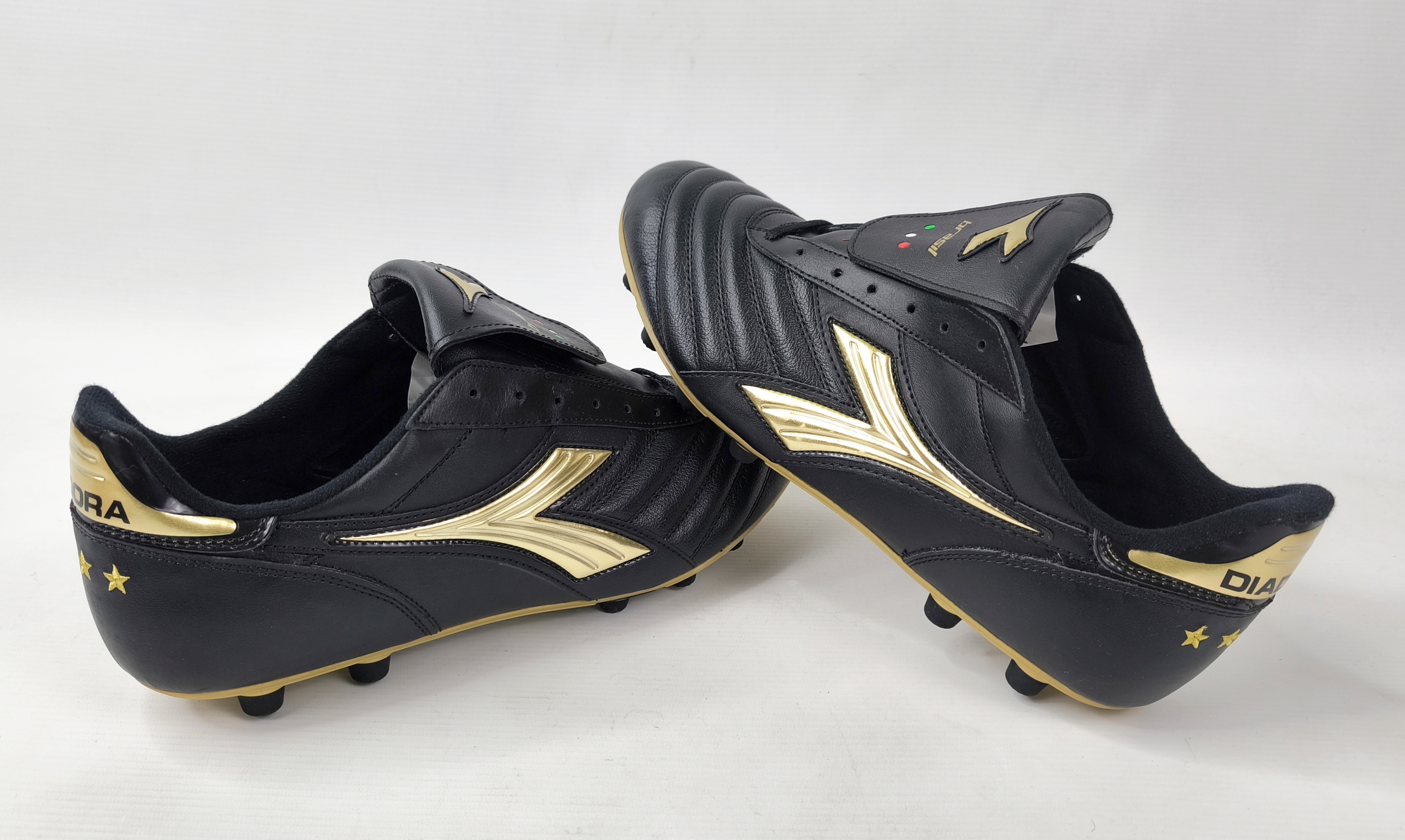 Diadora Brasil Gold R MD PU Fussball Schuhe EUR 46 / UK 11.5 schwarz gold 148504