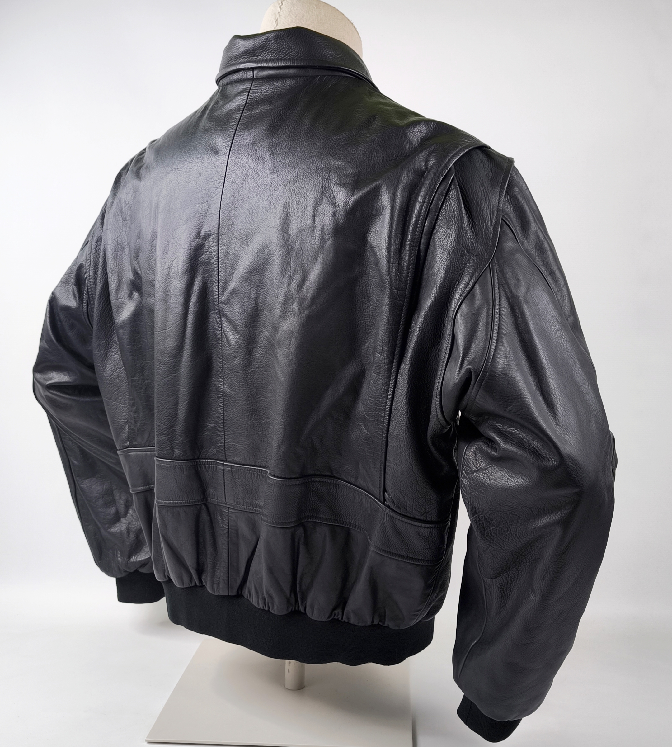 Blue System Lederjacke schwarz Gr. L (XL) vintage 90s kleines Logo vorn Jet Set