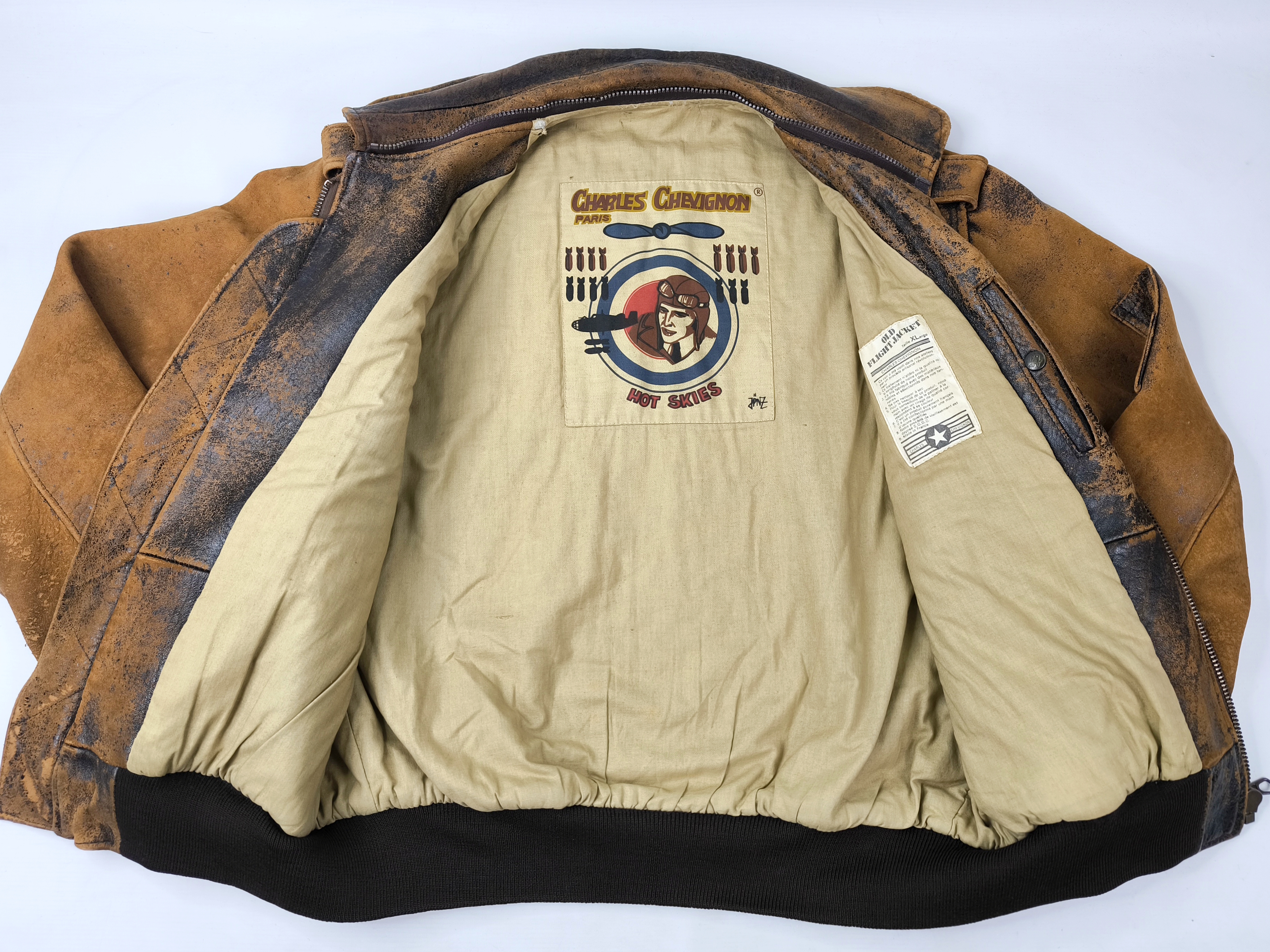 Chevignon Lederjacke braun Gr. XL (L) Fliegerjacke vintage 80s Old Flight Jacket