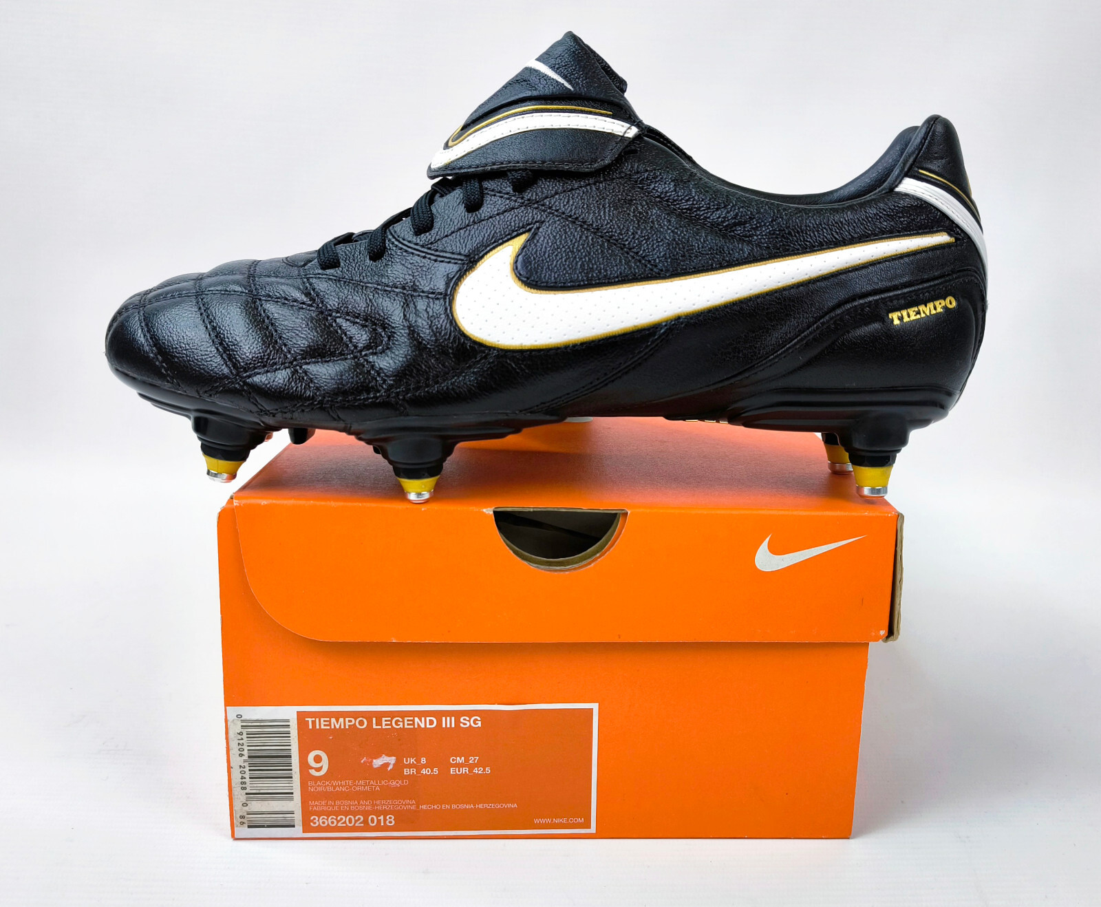 Nike Tiempo Legend III SG 2010 EU 42.5-UK 8-US 9 Fussball Schuhe 366202 018 Elite