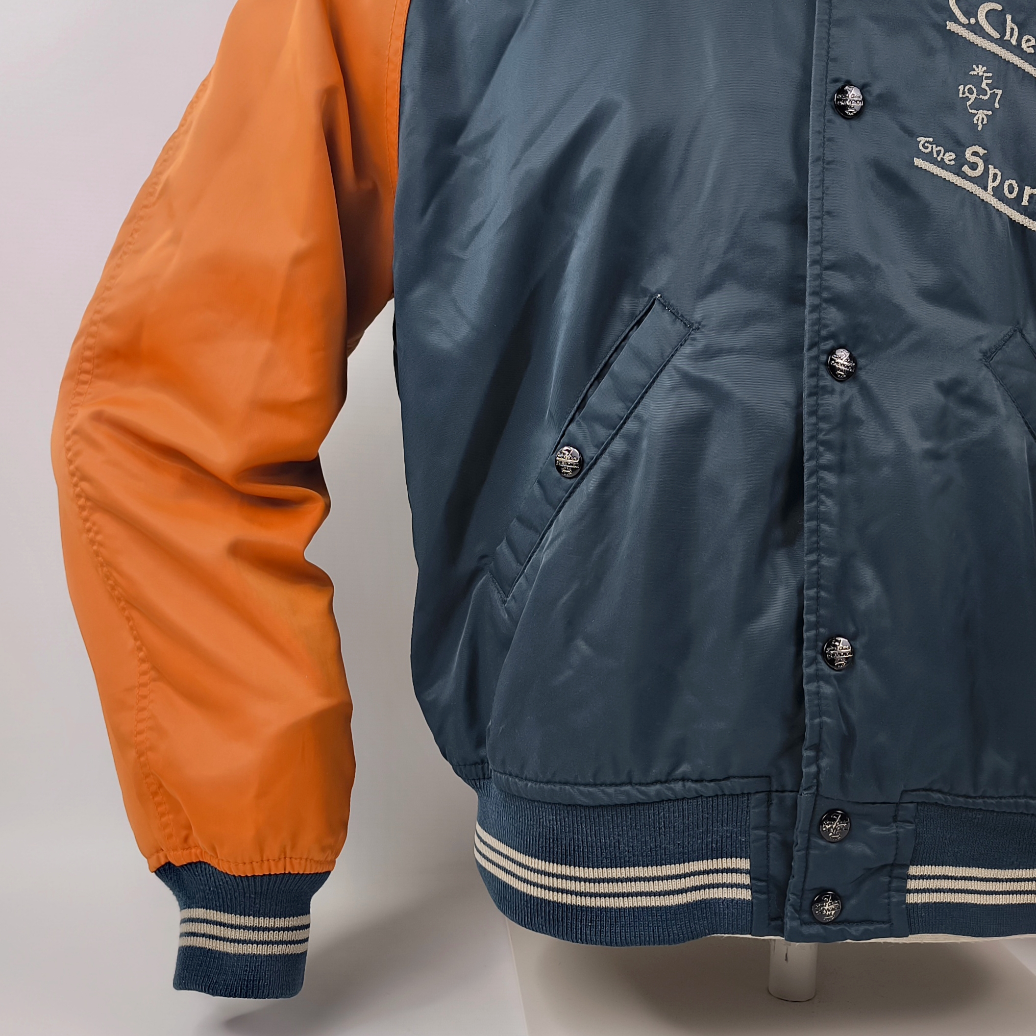 Chevignon Jacke Bomberjacke Gr. M dunkelblau orange The Sportsmen vintage 90s