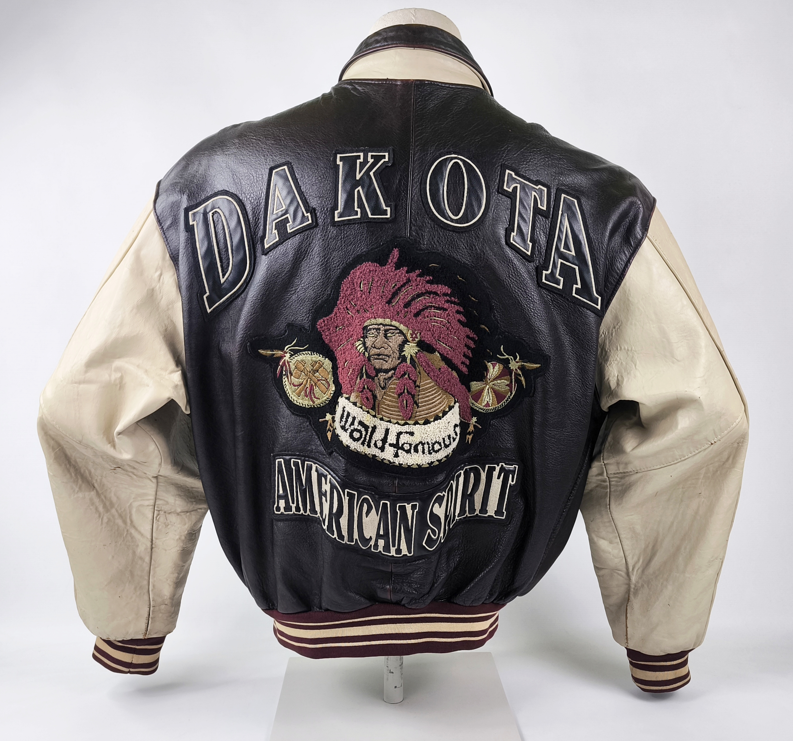 Dakota Lederjacke American Spirit Gr. XL Indianer dunkelbraun creme vintage 90s