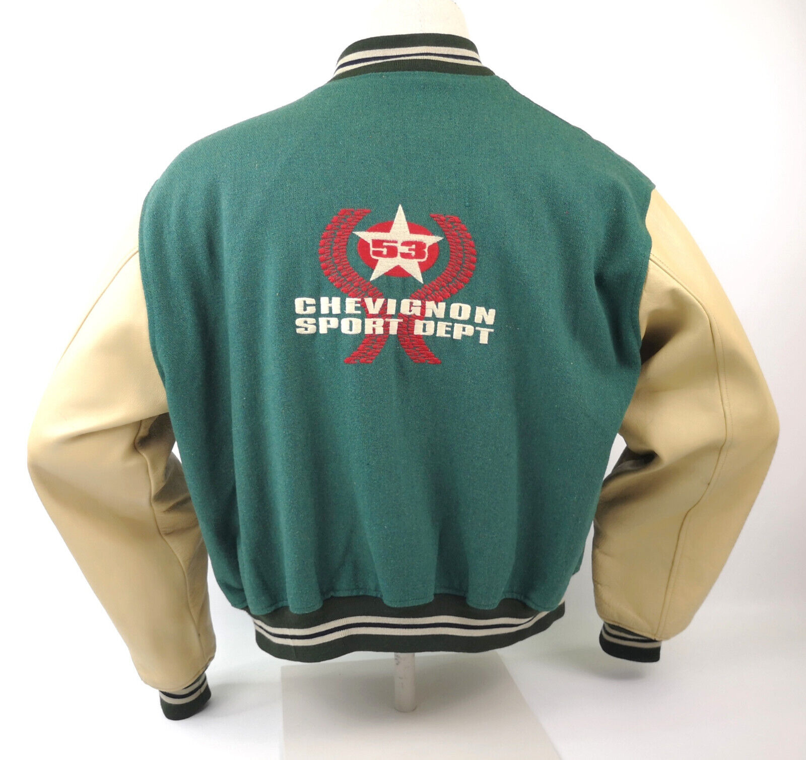 Chevignon College- / Baseball Jacke Sport Dept 53 Gr. XXL (XL) grün / beige