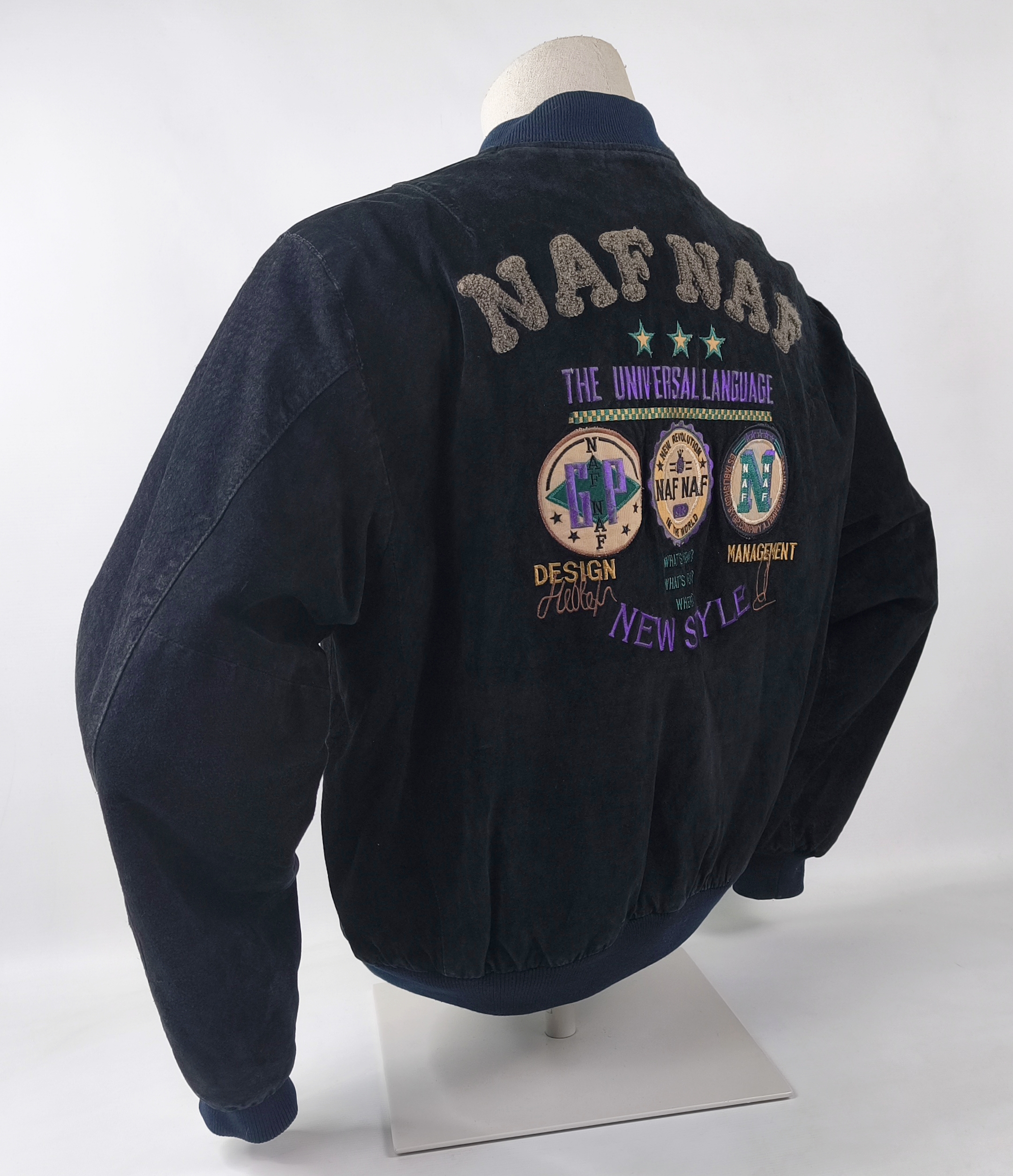 Naf Naf Lederjacke schwarz Gr. T2 (L) New Style Wildleder vintage 80`s / 90`s