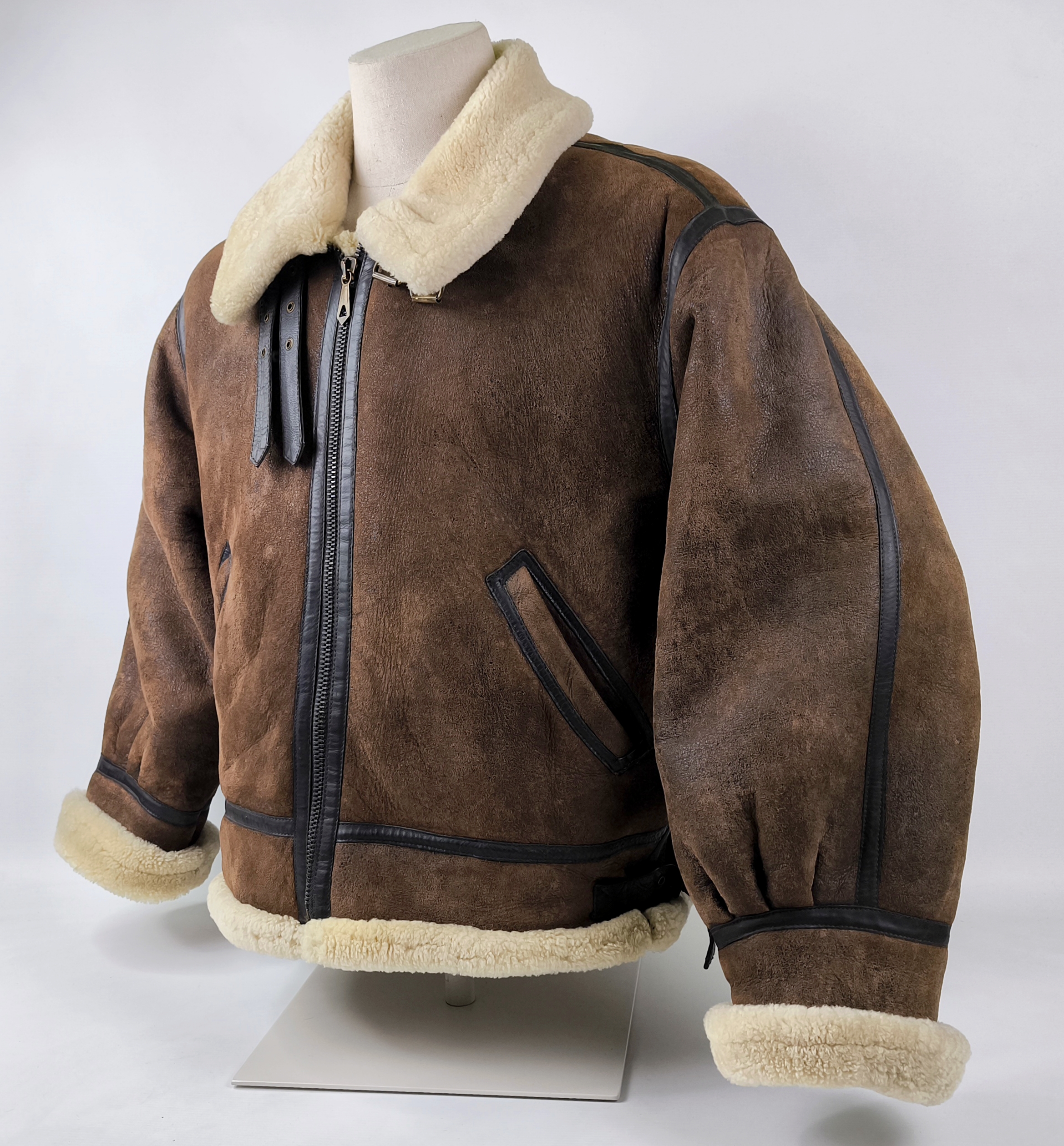 Chevignon Lederjacke Lammfell braun Gr. XL New Navy Flying Wear Lammfelljacke