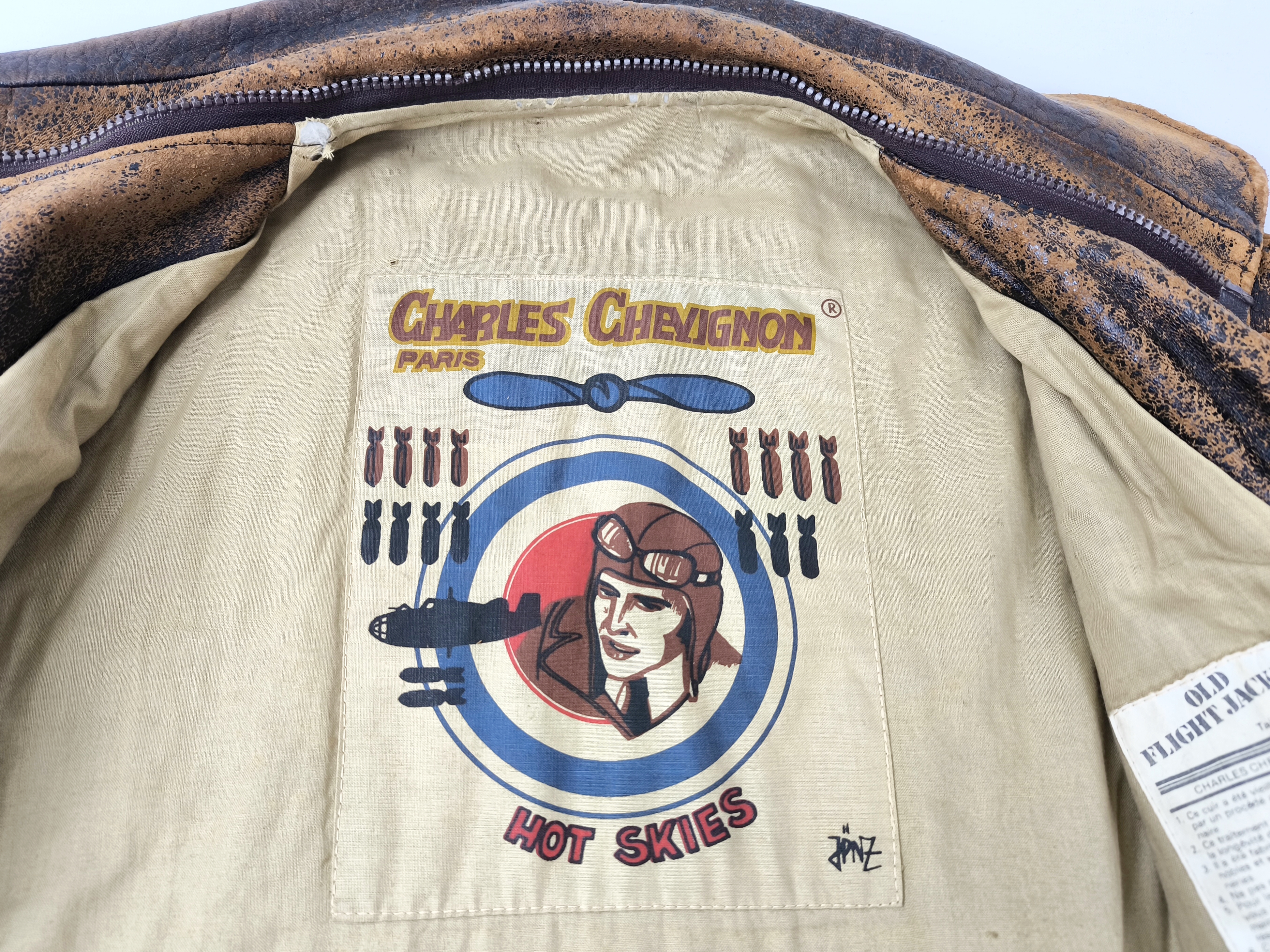 Chevignon Lederjacke braun Gr. XL (L) Fliegerjacke vintage 80s Old Flight Jacket