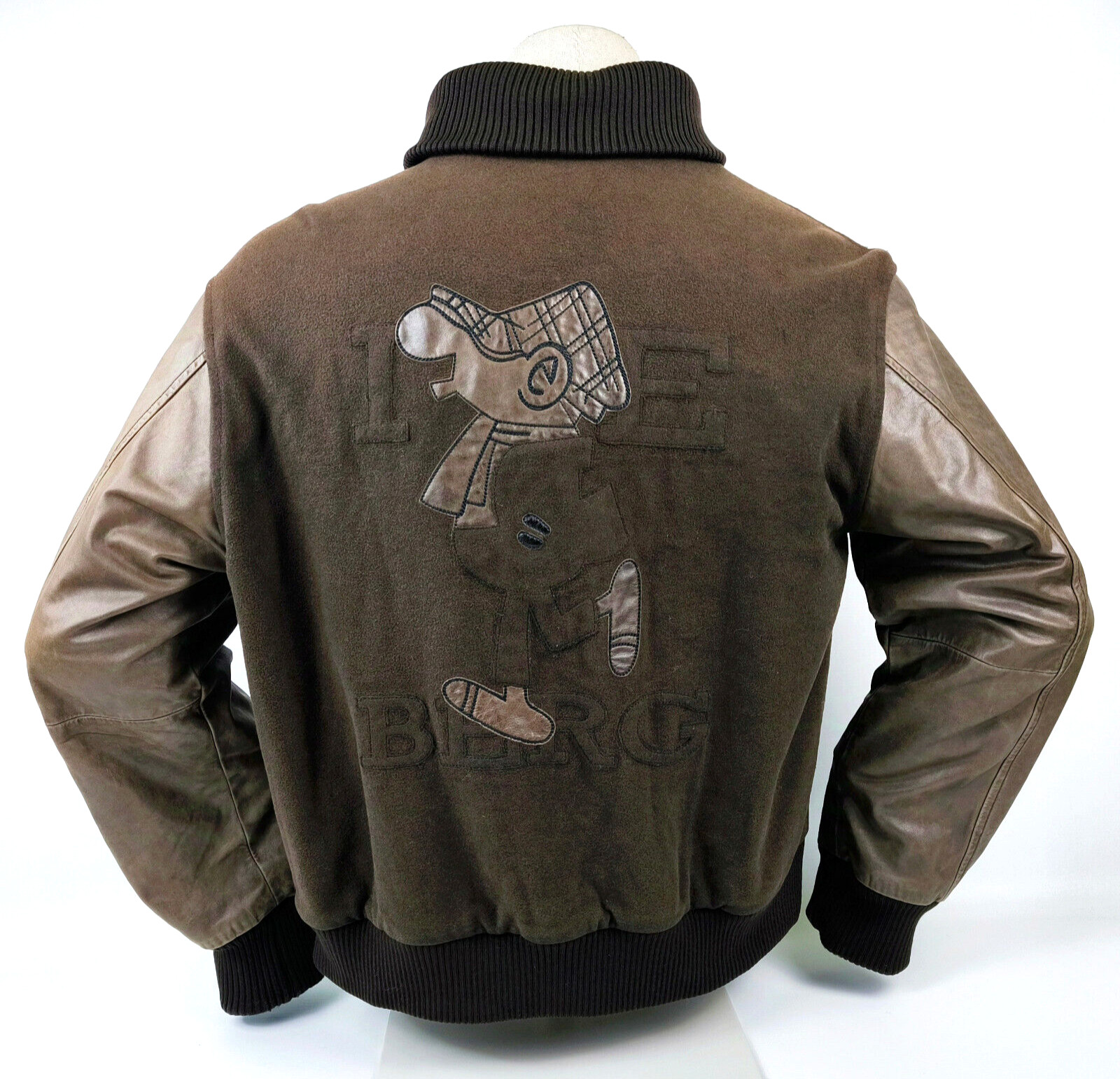 Iceberg Jacke College / Baseball Gr. 54 (XL) Italy Leder / Wolle Mix vintage