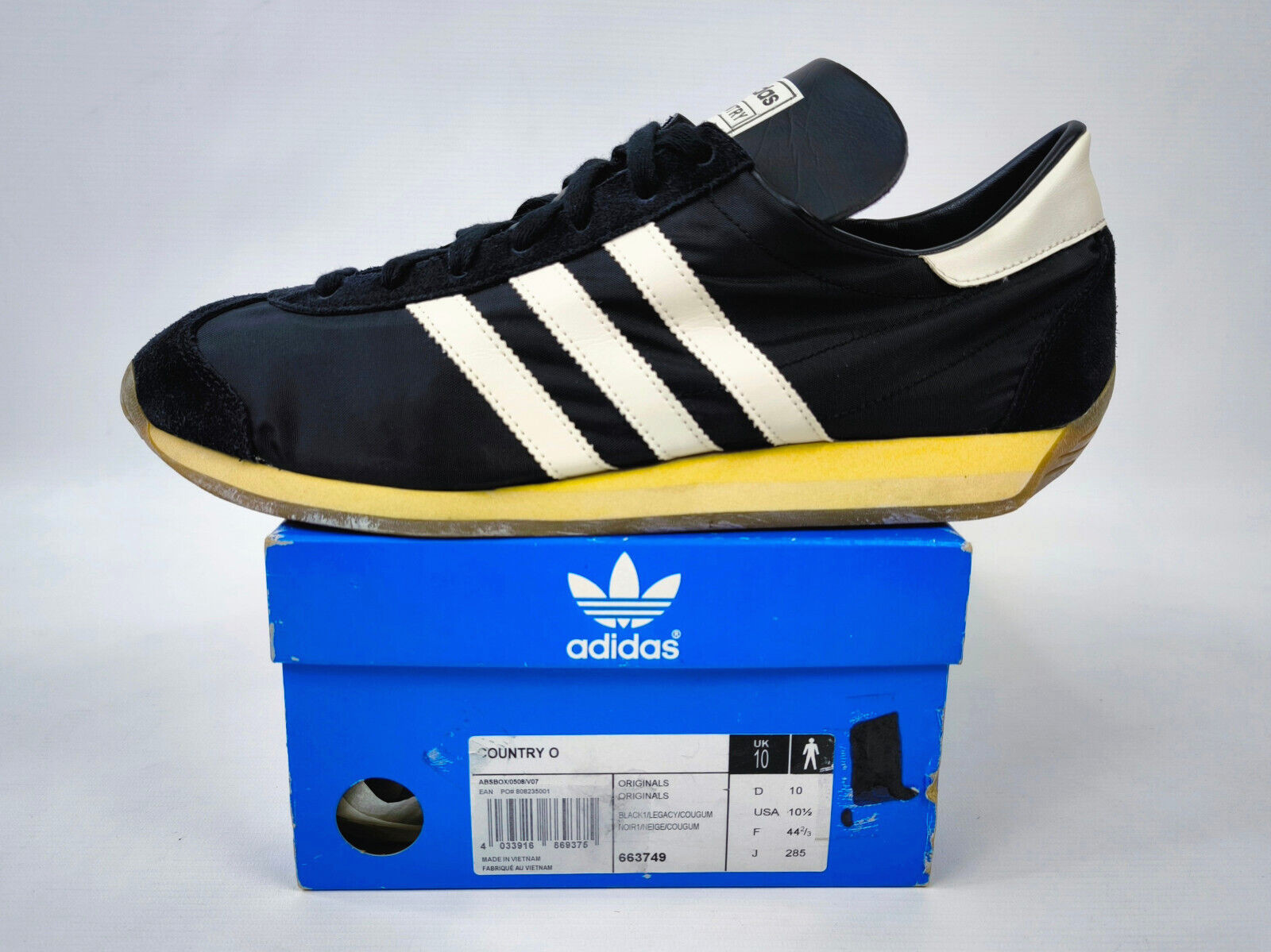 adidas Country O aus 2008 Black Legacy Gr. UK 10 / Eur 44 2/3 Originals 663749