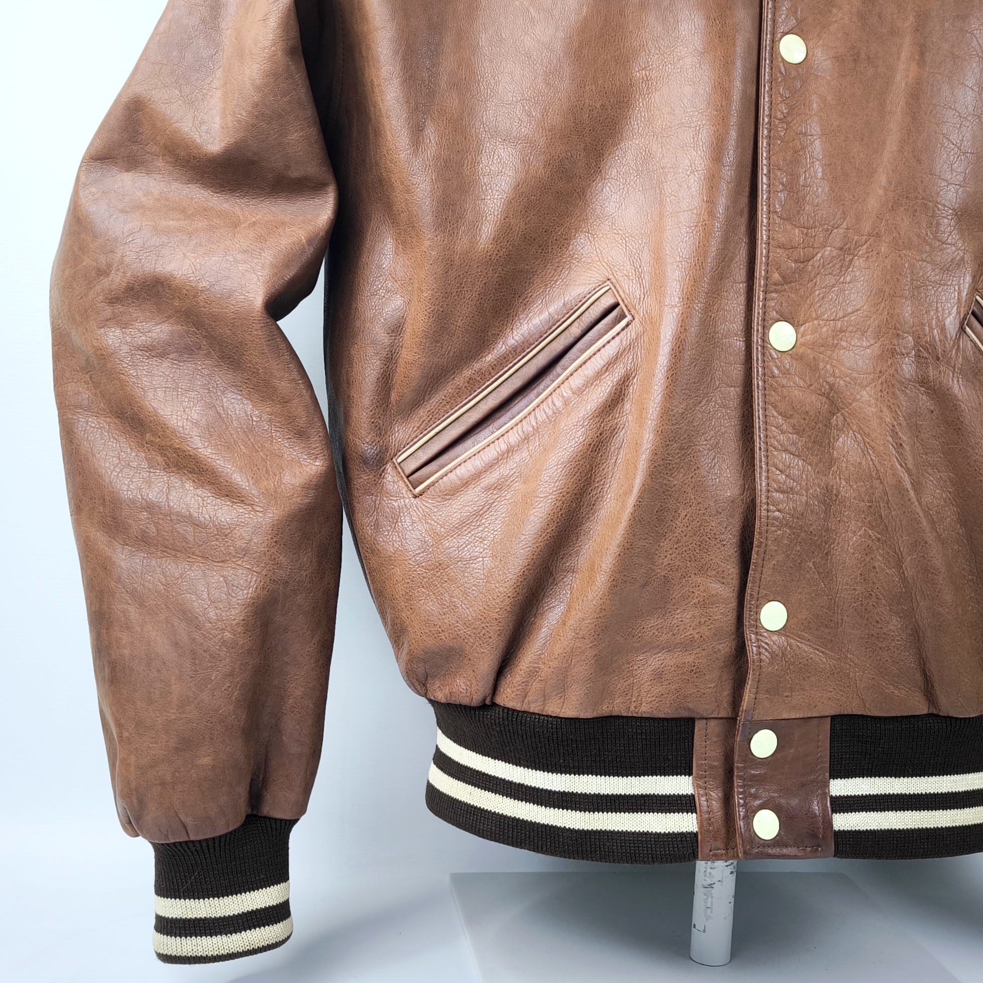 Chevignon Lederjacke braun Gr. XXL (XL) vintage 90s großes Rückenlogo