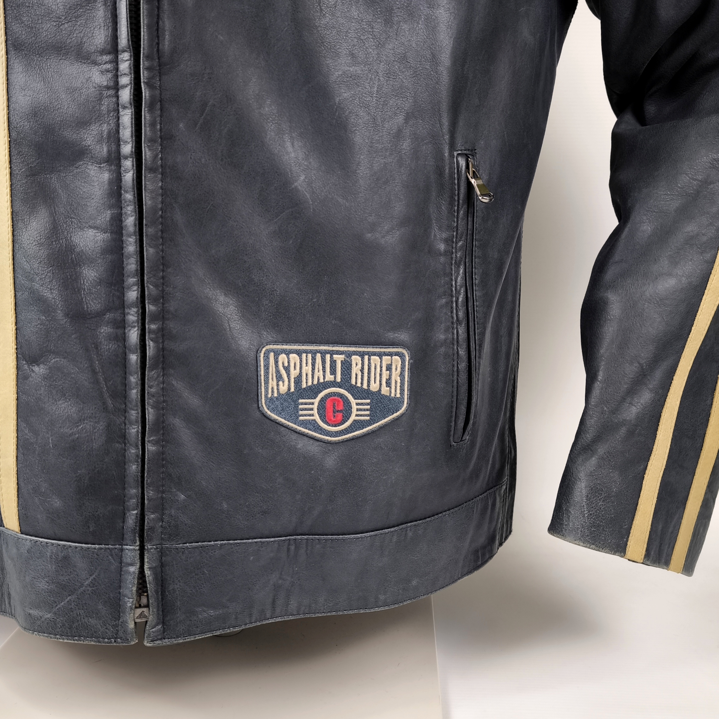 Chevignon Lederjacke Seven Roads Asphalt Rider Gr. XXL (XL) Biker blaugrau