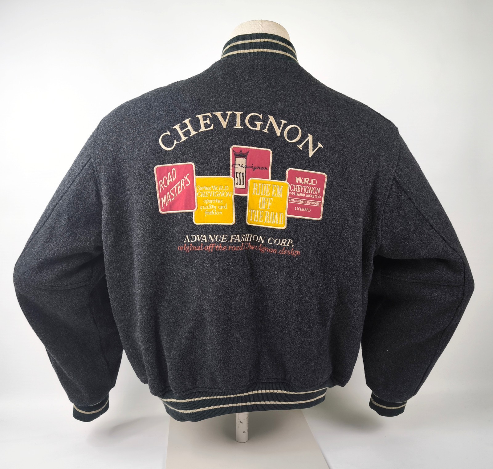 Chevignon Jacke 500 Roadmasters dunkelgrau Gr. XL (L) Wolle Mix vintage 90s