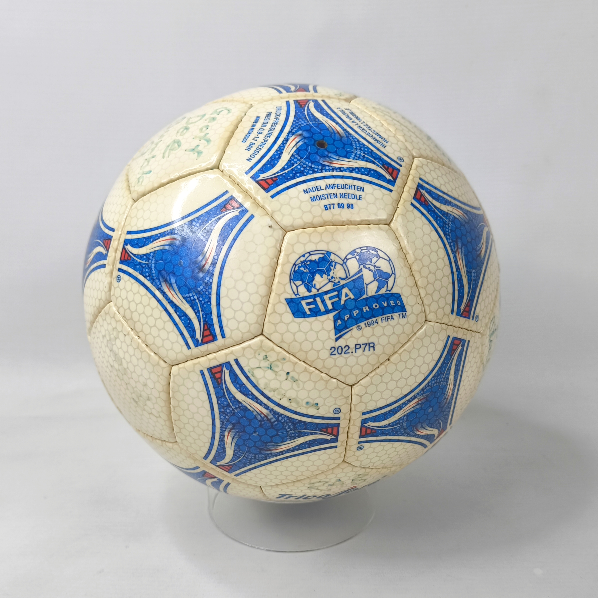 adidas Tricolore Fussball Official Matchball World Cup 1998 Made in Morocco
